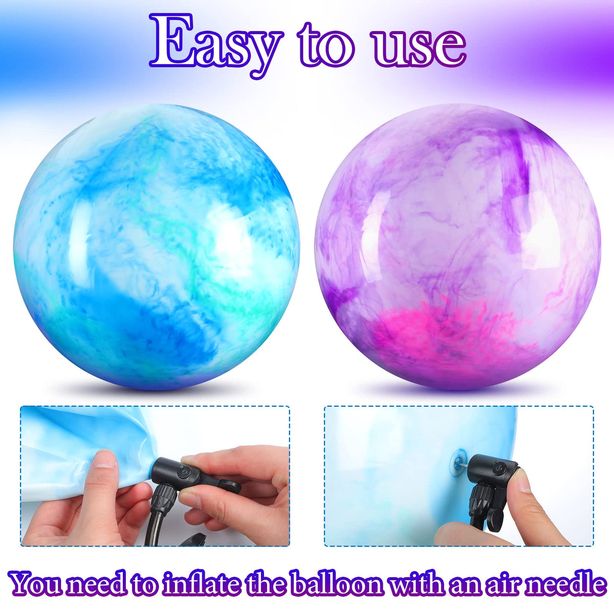 Deekin 2-Pack Marbleized 15-Inch Inflatable Bouncy Balls – Large Outdoor Play Balls