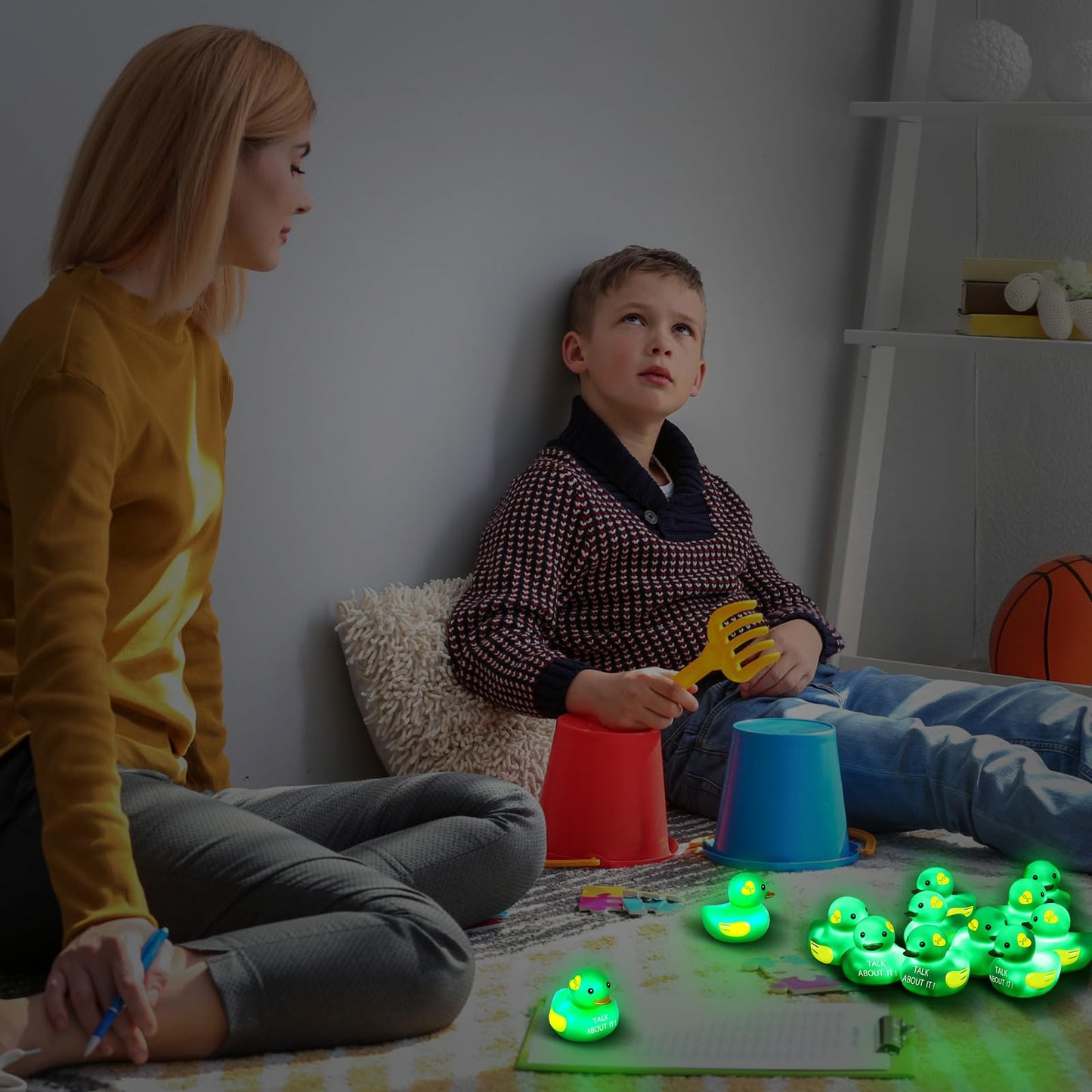 Deekin 100 LED Mental Health Rubber Ducks – 2'' Green Ribbon Glow for Fundraisers