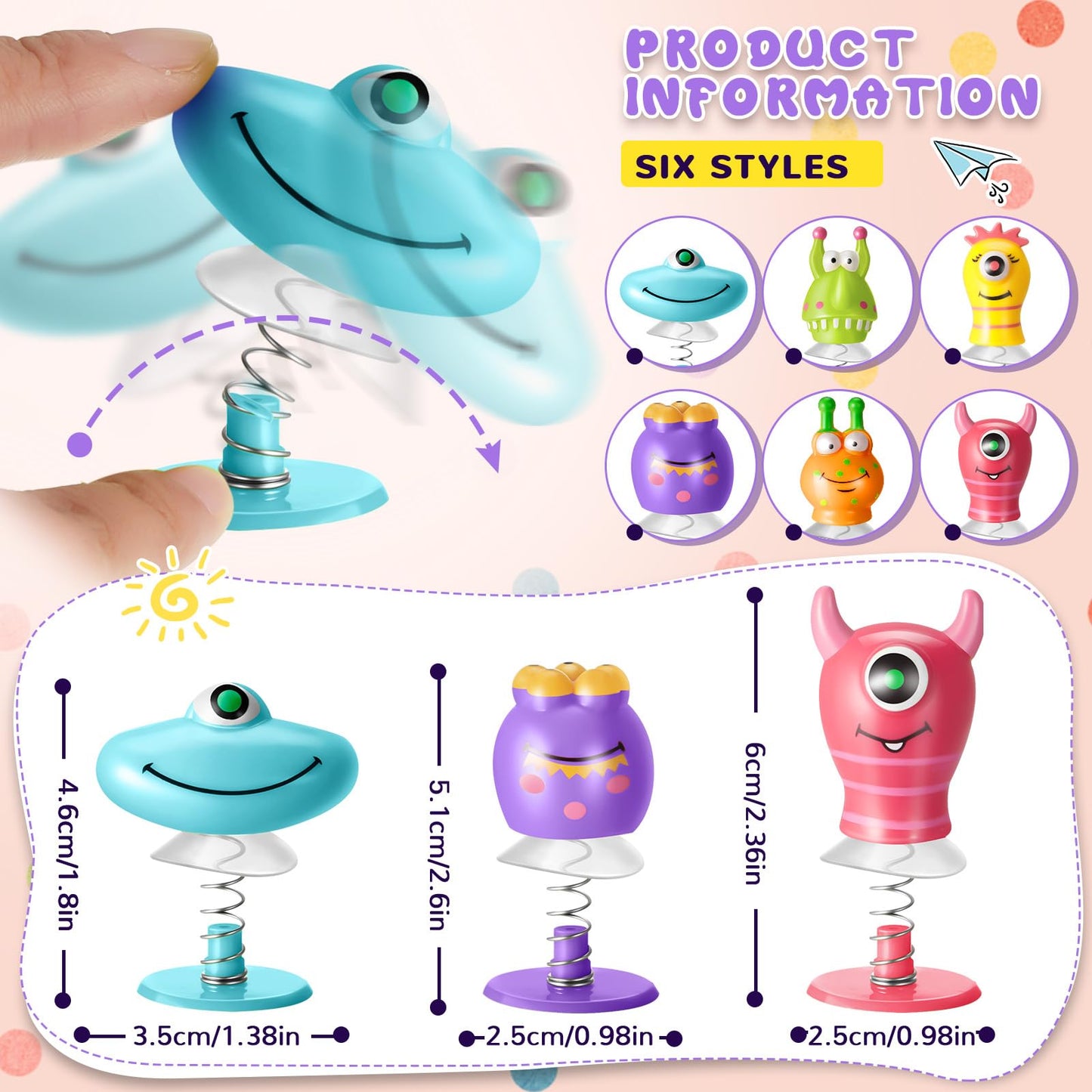 Deekin 60-Piece Big Eye Animal Spring Launcher Toys – 6 Styles Jumping Party Favors for Kids