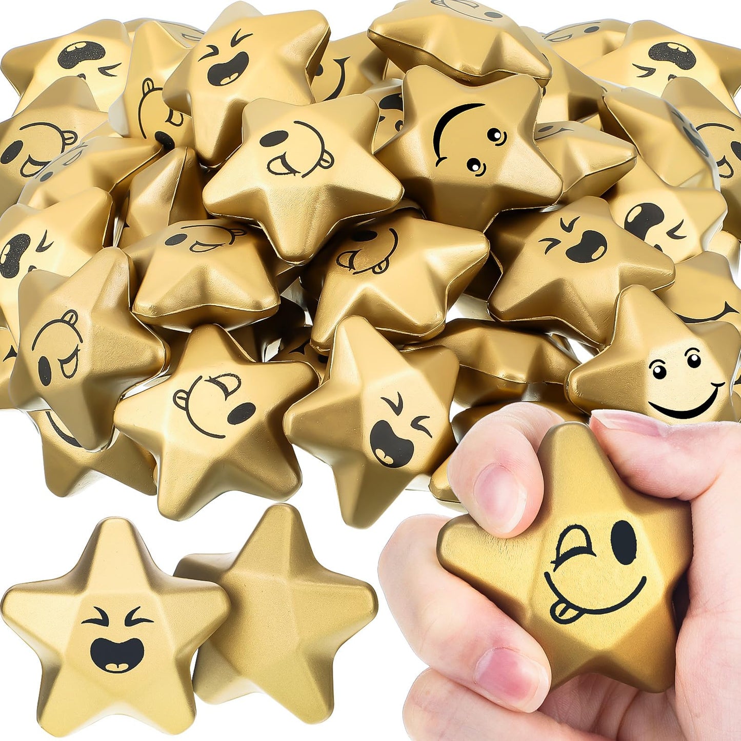 Deekin 36-Piece Star Stress Balls — Mini Foam Squeeze Toys 1.6 in