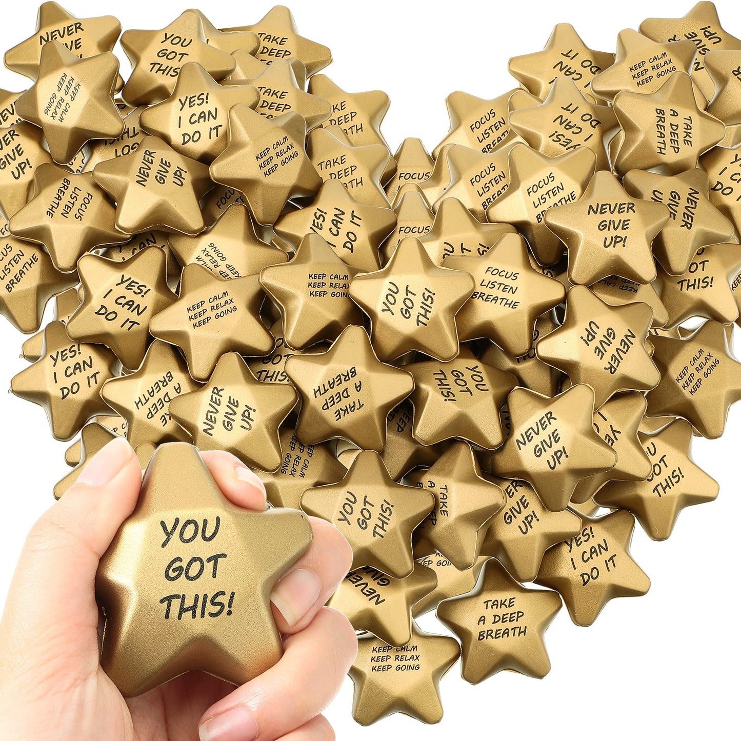 Deekin 72-Piece Star Foam Stress Balls – 1.6 Inch Mini Stress Relief Toys for Teens & Adults