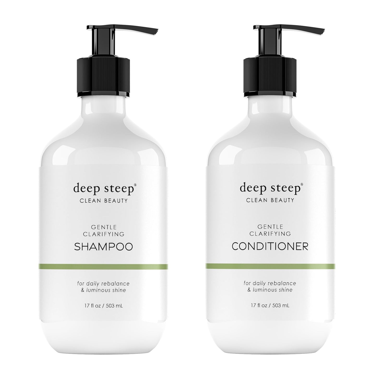 Deep Steep Gentle Clarifying Shampoo & Conditioner – Tea Tree, Peppermint, Aloe | Sulfate-Free & Vegan