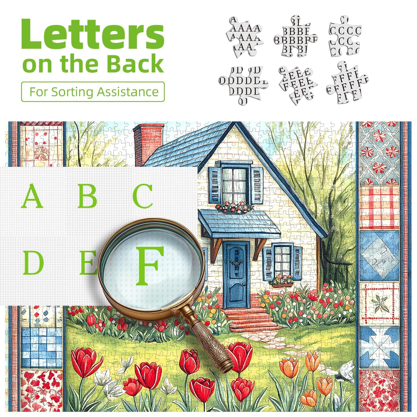 Deepcom Cottage Bloom 500-Piece Puzzle – 20x20 in, Cozy Country Garden Scene