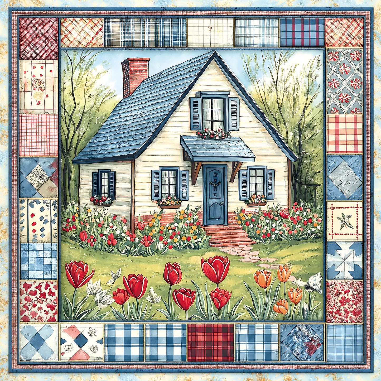 Deepcom Cottage Bloom 500-Piece Puzzle – 20x20 in, Cozy Country Garden Scene