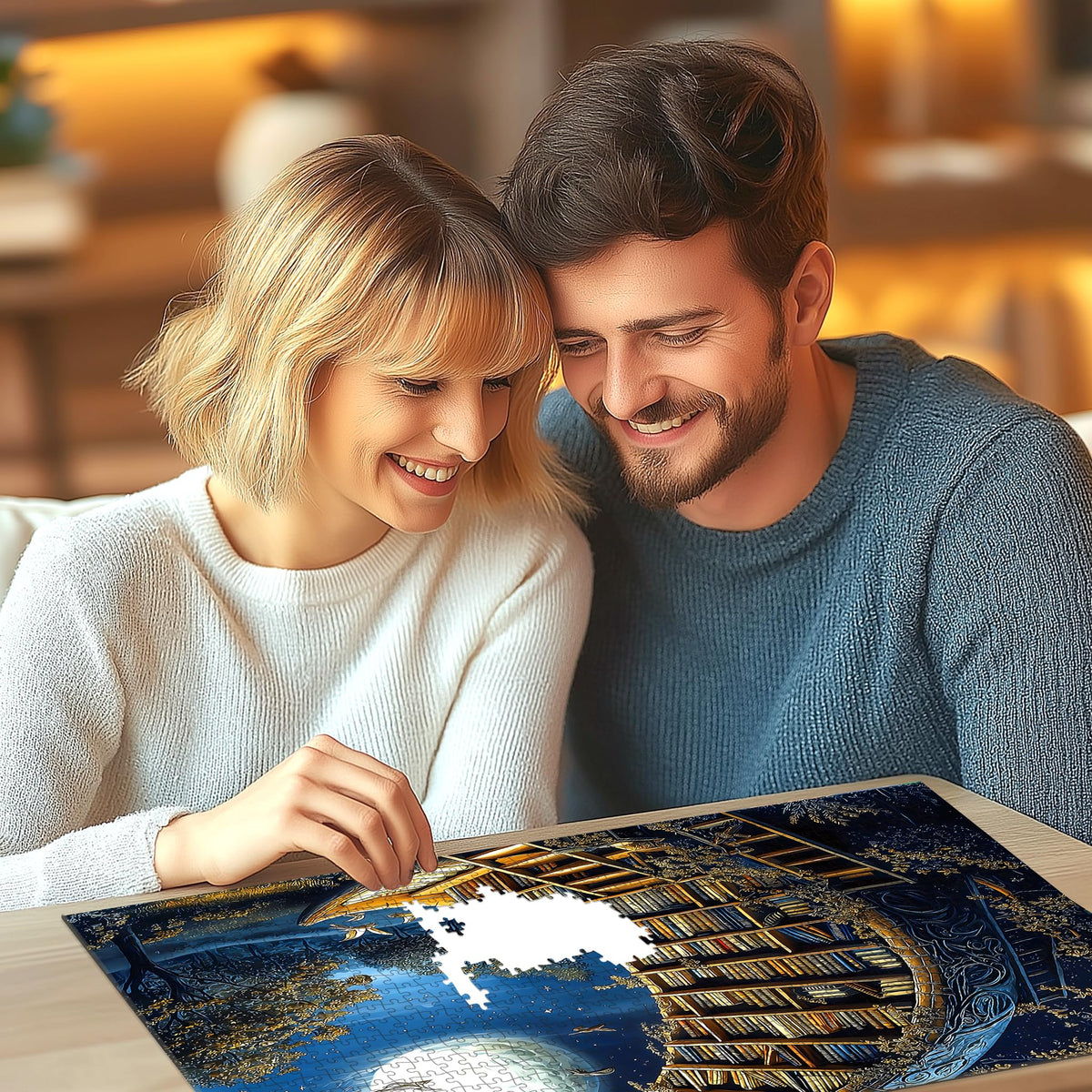 Deepcom Moonlit Book Haven 500-Piece Puzzle – Enchanted Night Library, 20x20 in