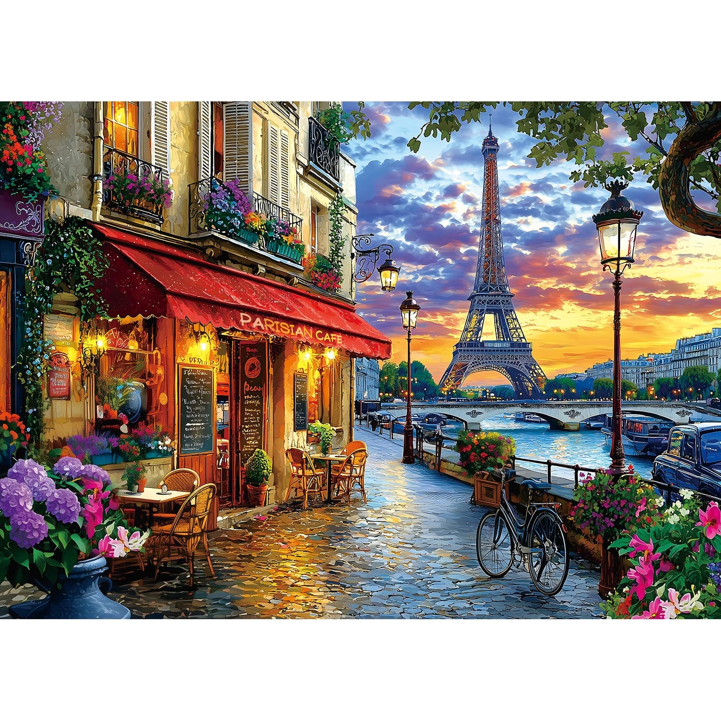 Deepcom 1000-Piece Paris Twilight Puzzle for Adults – Eiffel Tower & Seine Scene, Stress Relief