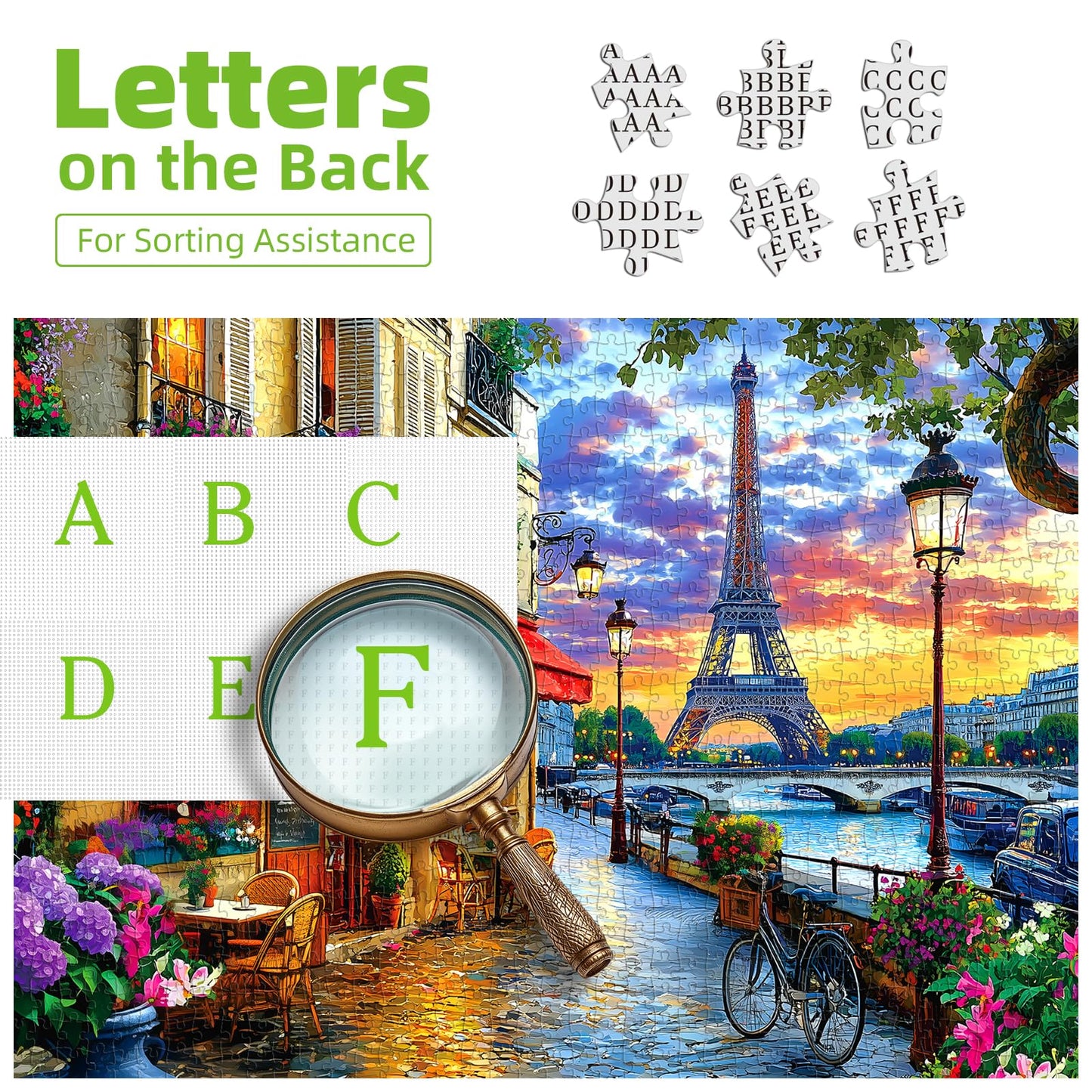 Deepcom 1000-Piece Paris Twilight Puzzle for Adults – Eiffel Tower & Seine Scene, Stress Relief