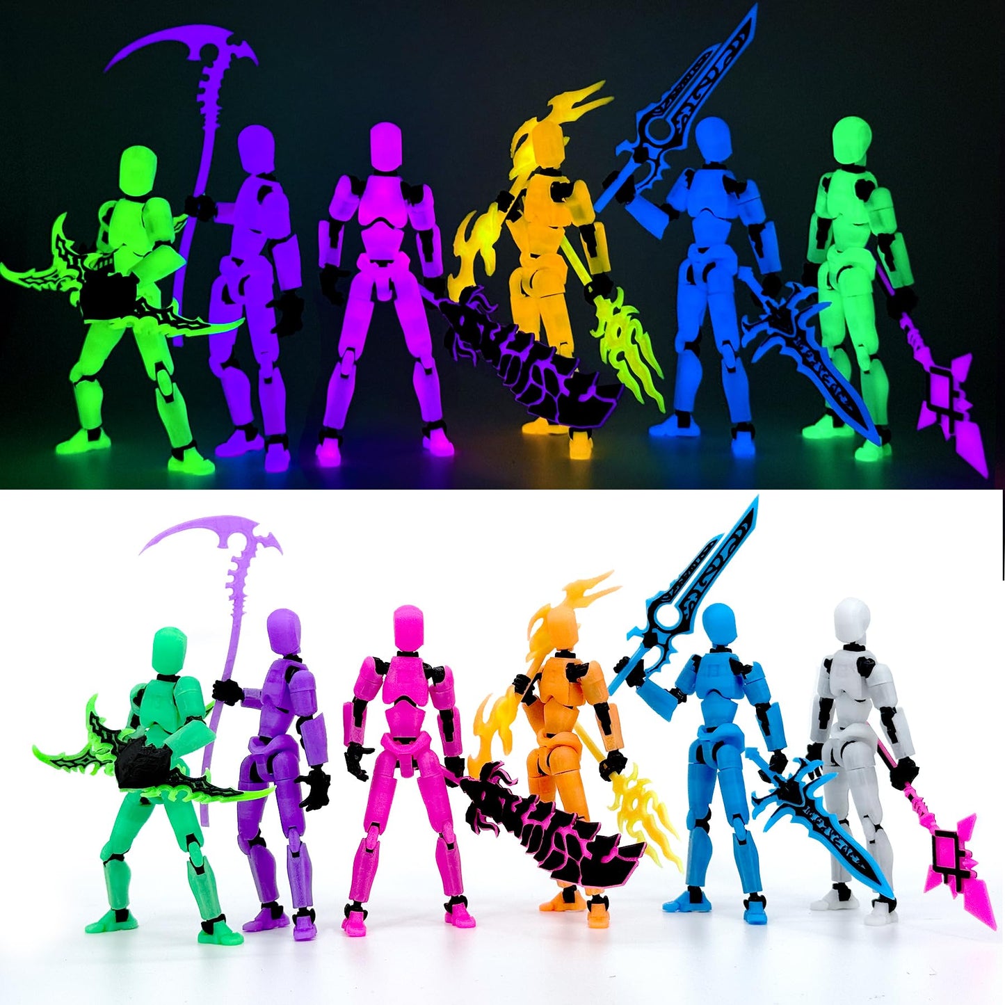 Deeplus Glowing Titan 13 Action Figure Set – 6-Pack, Assembled, with Weapons & Accessories