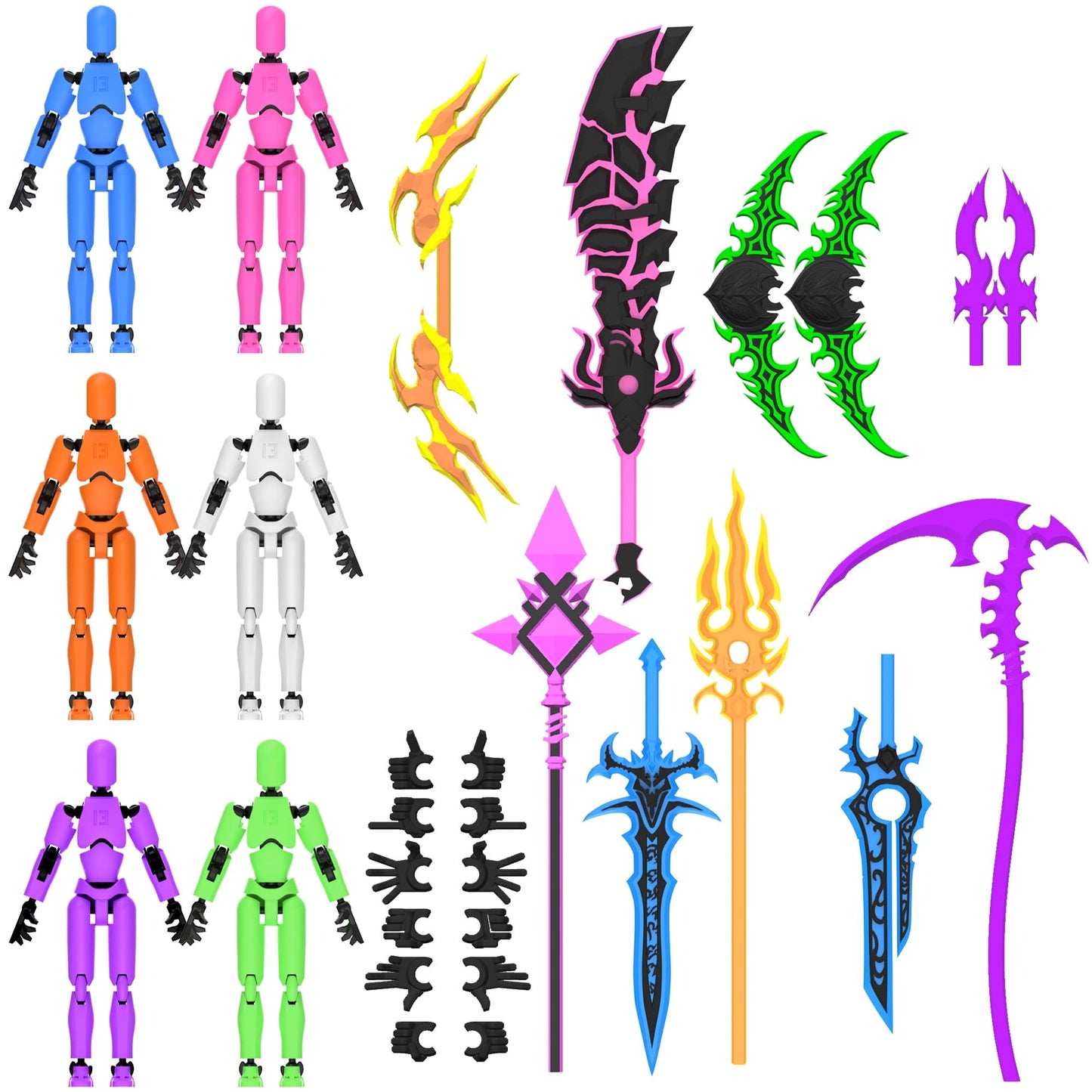 Deeplus Glowing Titan 13 Action Figure Set – 6-Pack, Assembled, with Weapons & Accessories