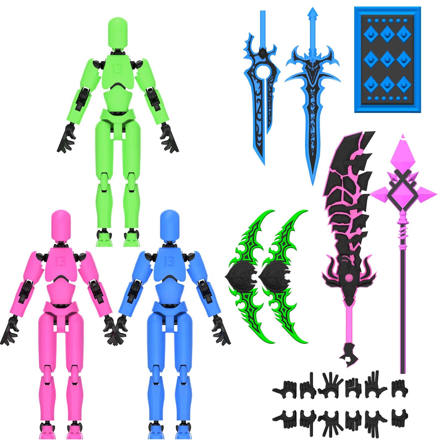 Deeplus Glowing Titan 13 Action Figure Set – Preassembled T13 with Weapons & Accessories