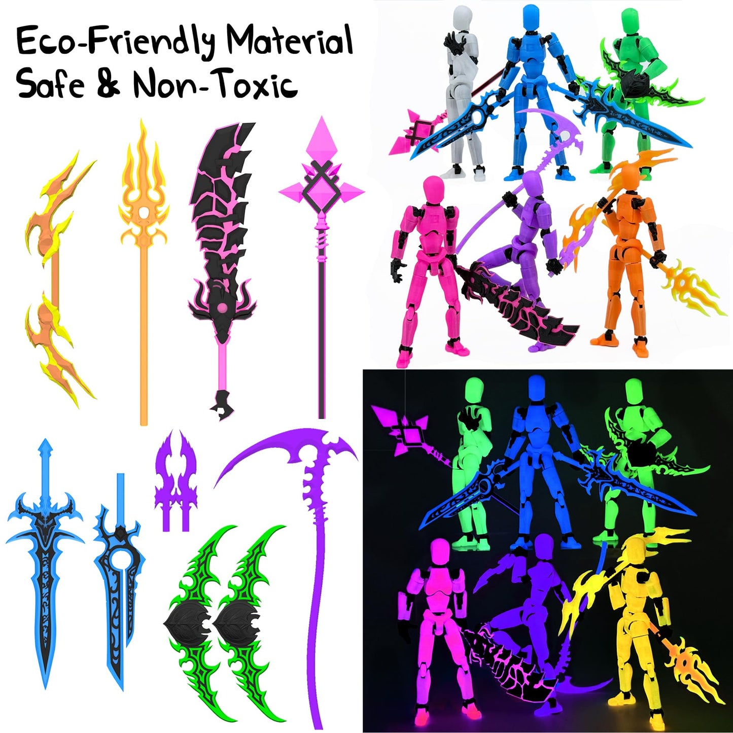 Deeplus Glowing Titan 13 Action Figure Set – 6-Pack, Assembled, with Weapons & Accessories