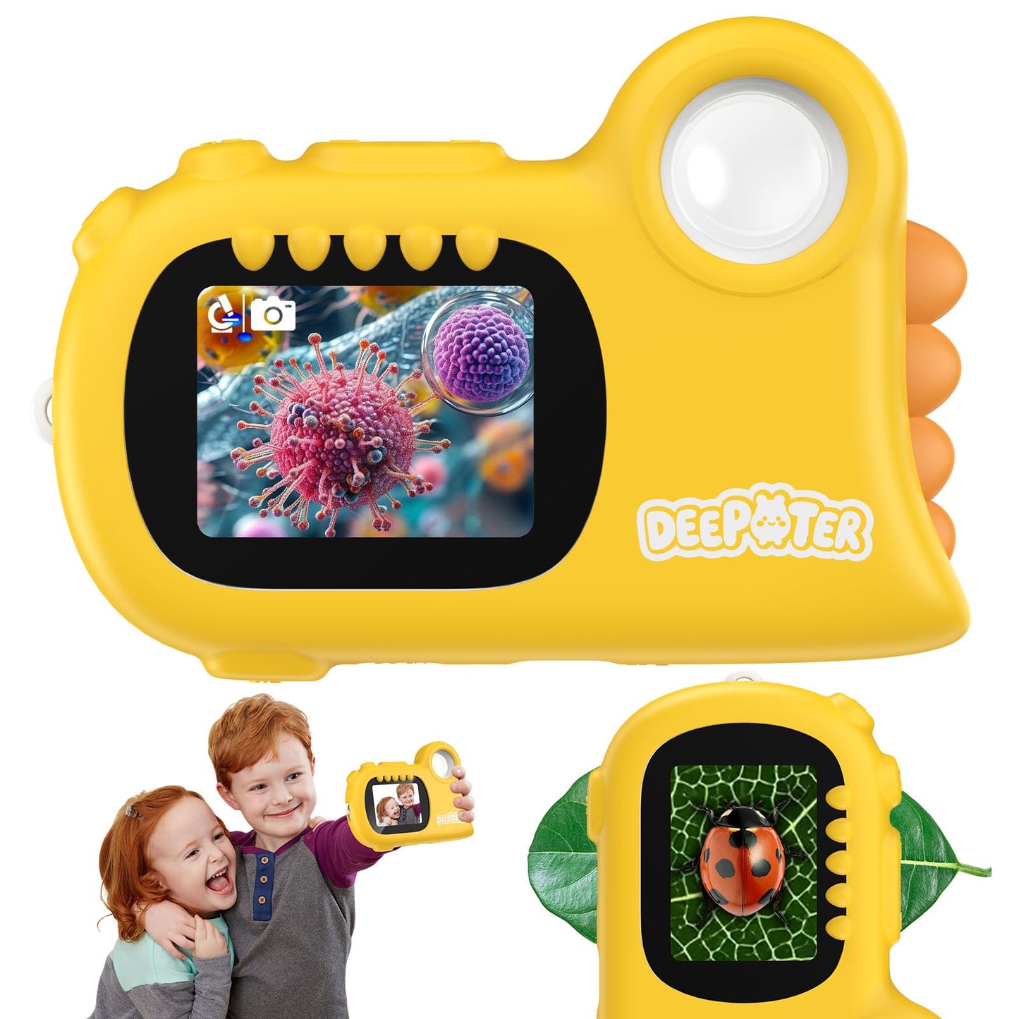 Deepoter 2-in-1 Microscope & Video Camera – 1000x, 2.0-inch Screen, Kids STEM Gift