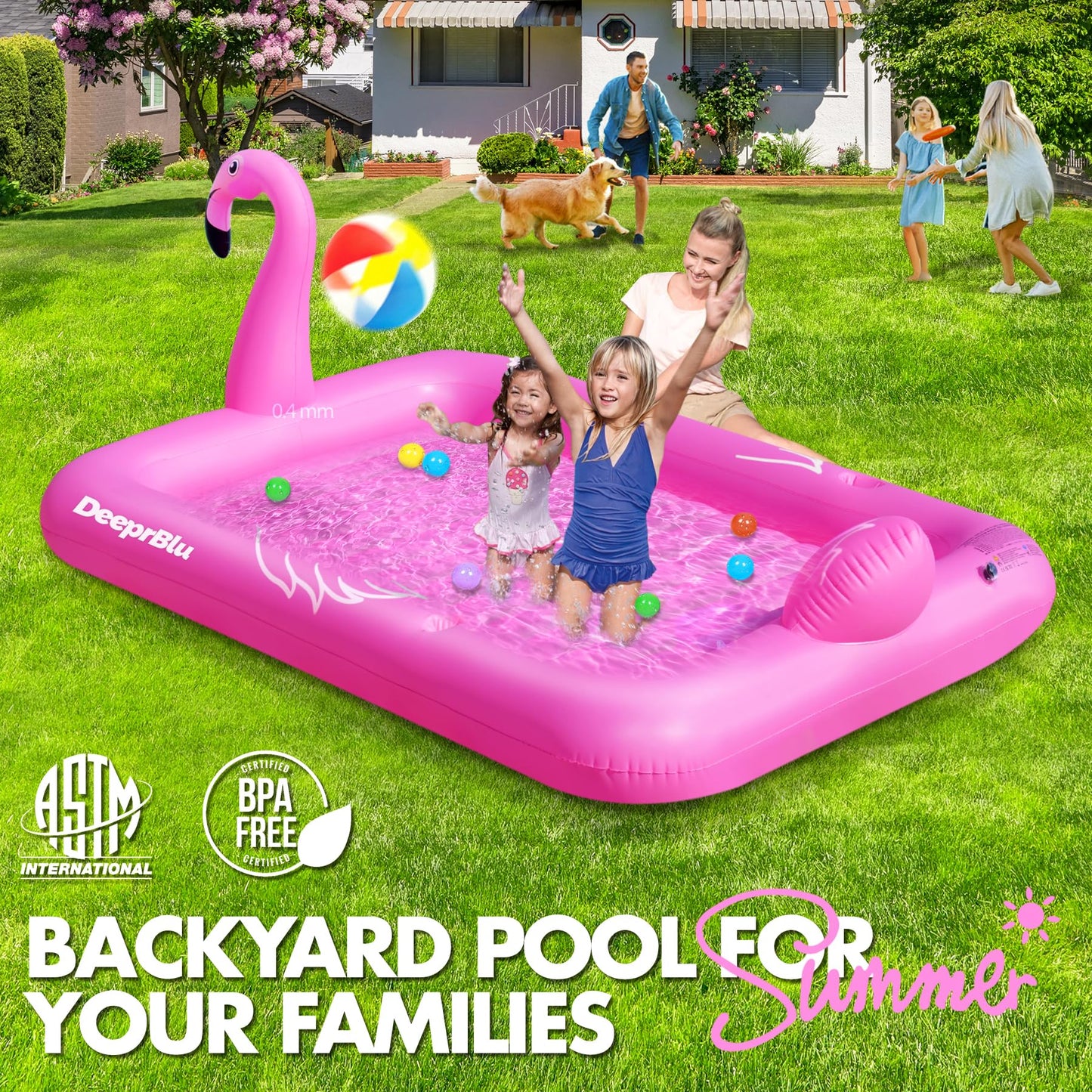 DeeprBlu Luxury Flamingo Inflatable Tanning Pool for 2 — 81x60 in