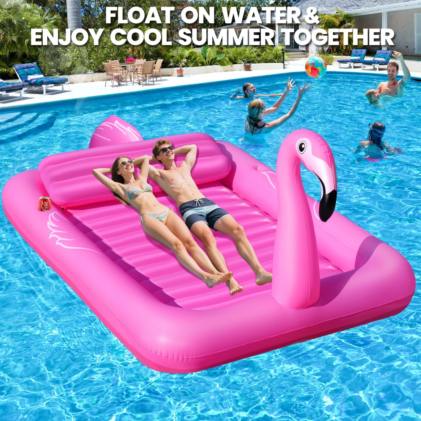 DeeprBlu Luxury Flamingo Inflatable Tanning Pool for 2 — 81x60 in