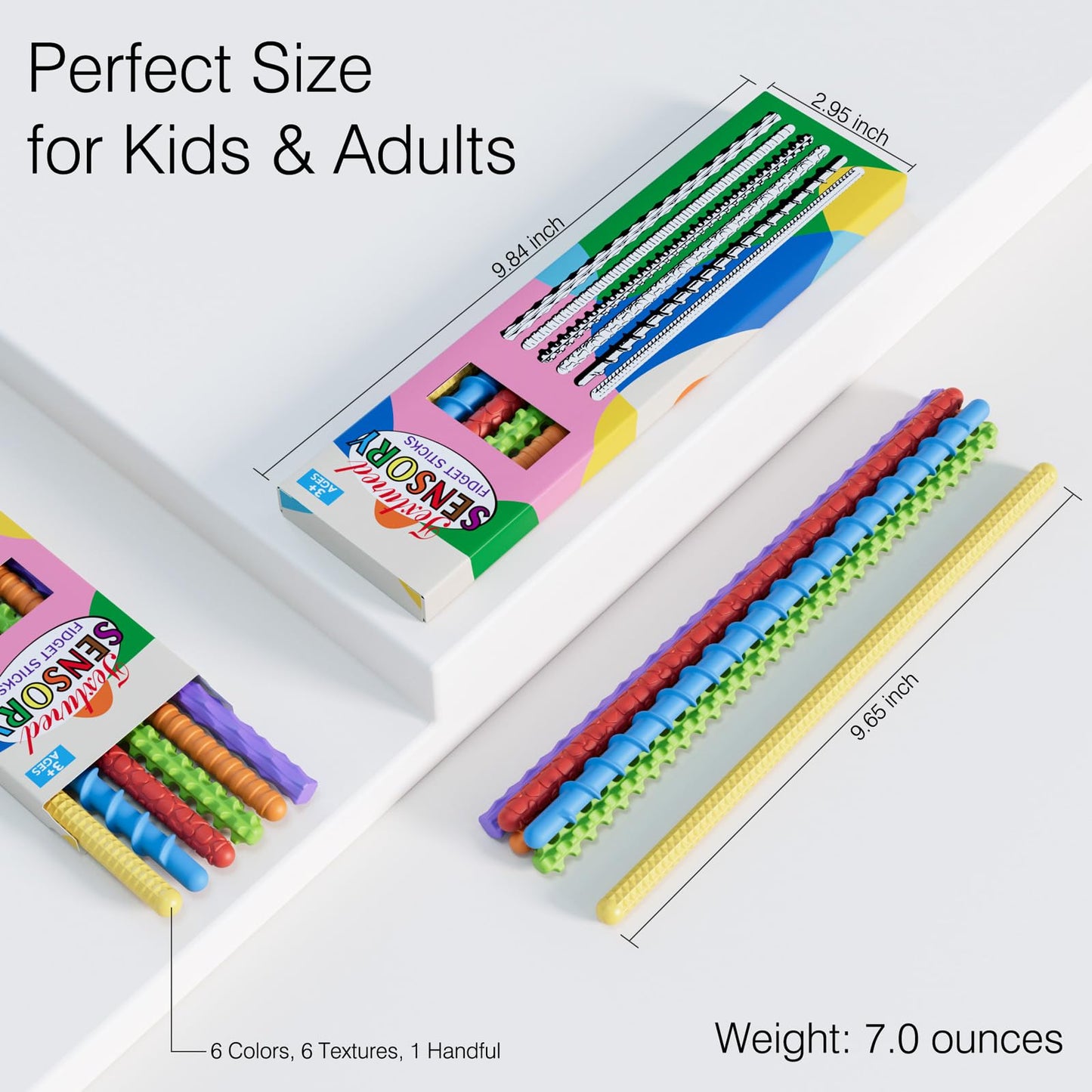 DEFXIER Flexible Sensory Fidget Sticks — 6-Pack for Focus & Calm