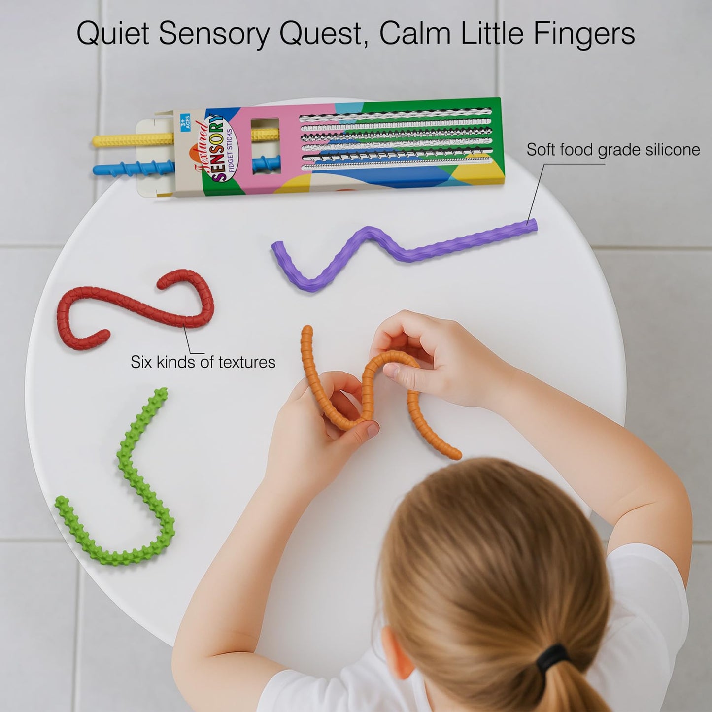 DEFXIER Flexible Sensory Fidget Sticks — 6-Pack for Focus & Calm