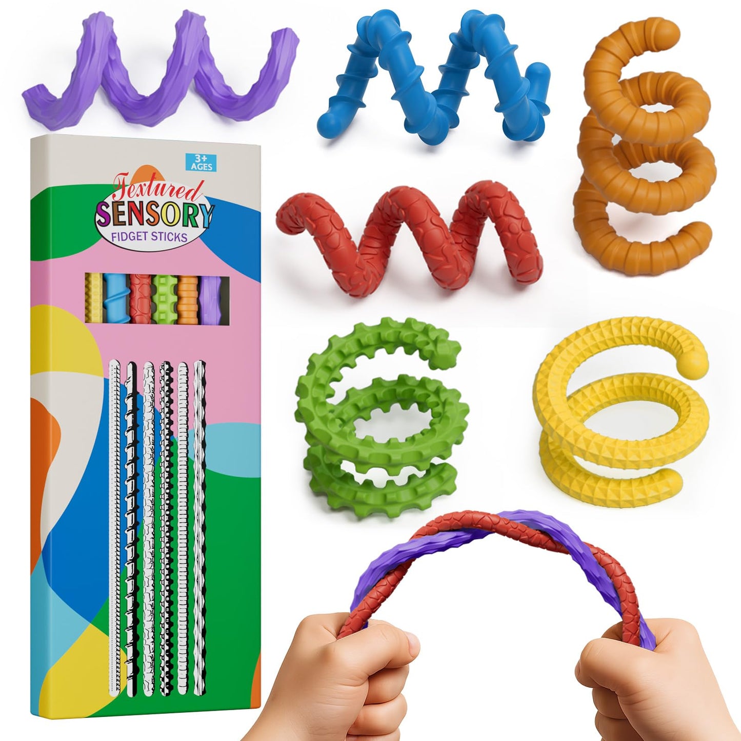 DEFXIER Flexible Sensory Fidget Sticks — 6-Pack for Focus & Calm
