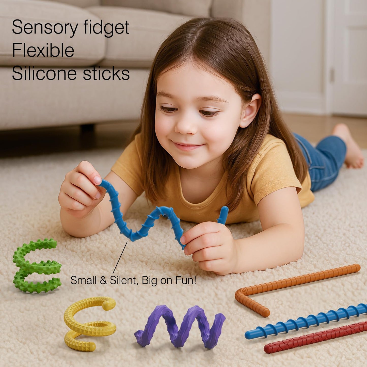 DEFXIER Flexible Sensory Fidget Sticks — 6-Pack for Focus & Calm