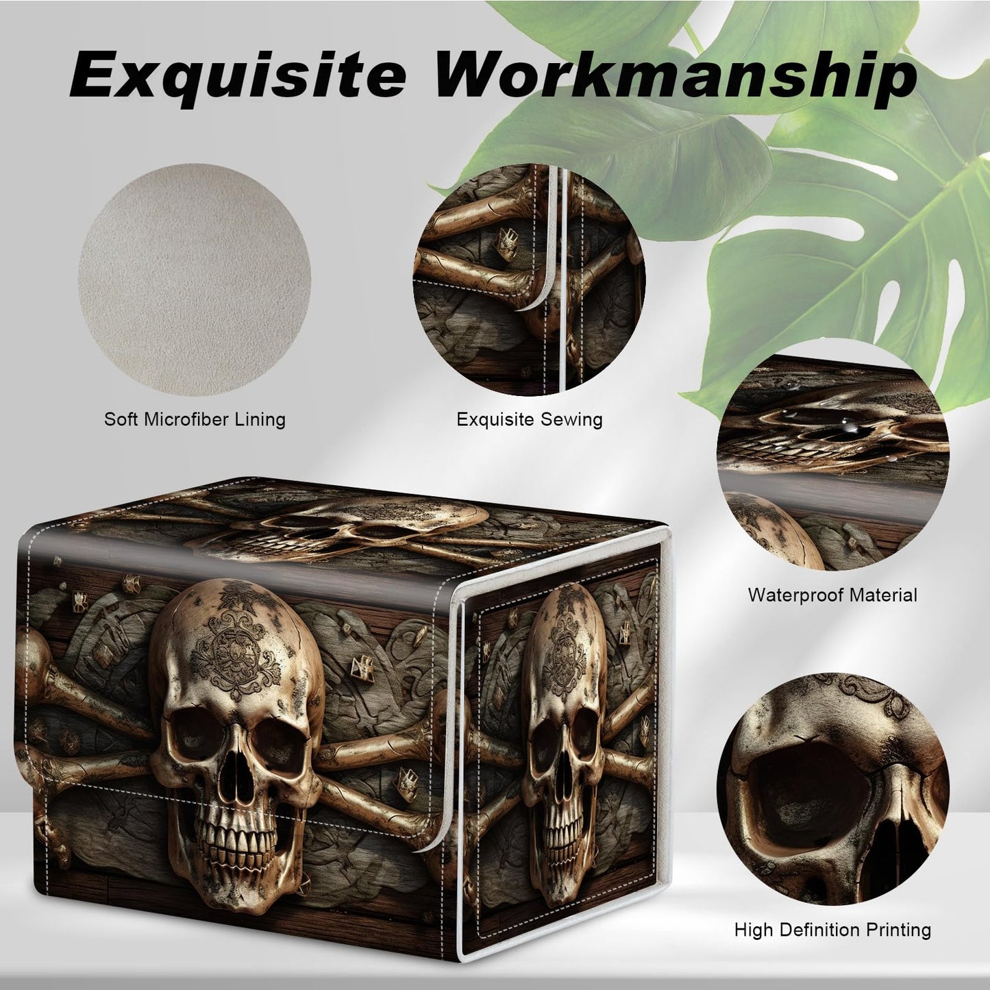 DEGDFSGR TCG MTG Card Storage Box – Magnetic Closure, Pirate Skull Pattern, Holds 200+ Cards