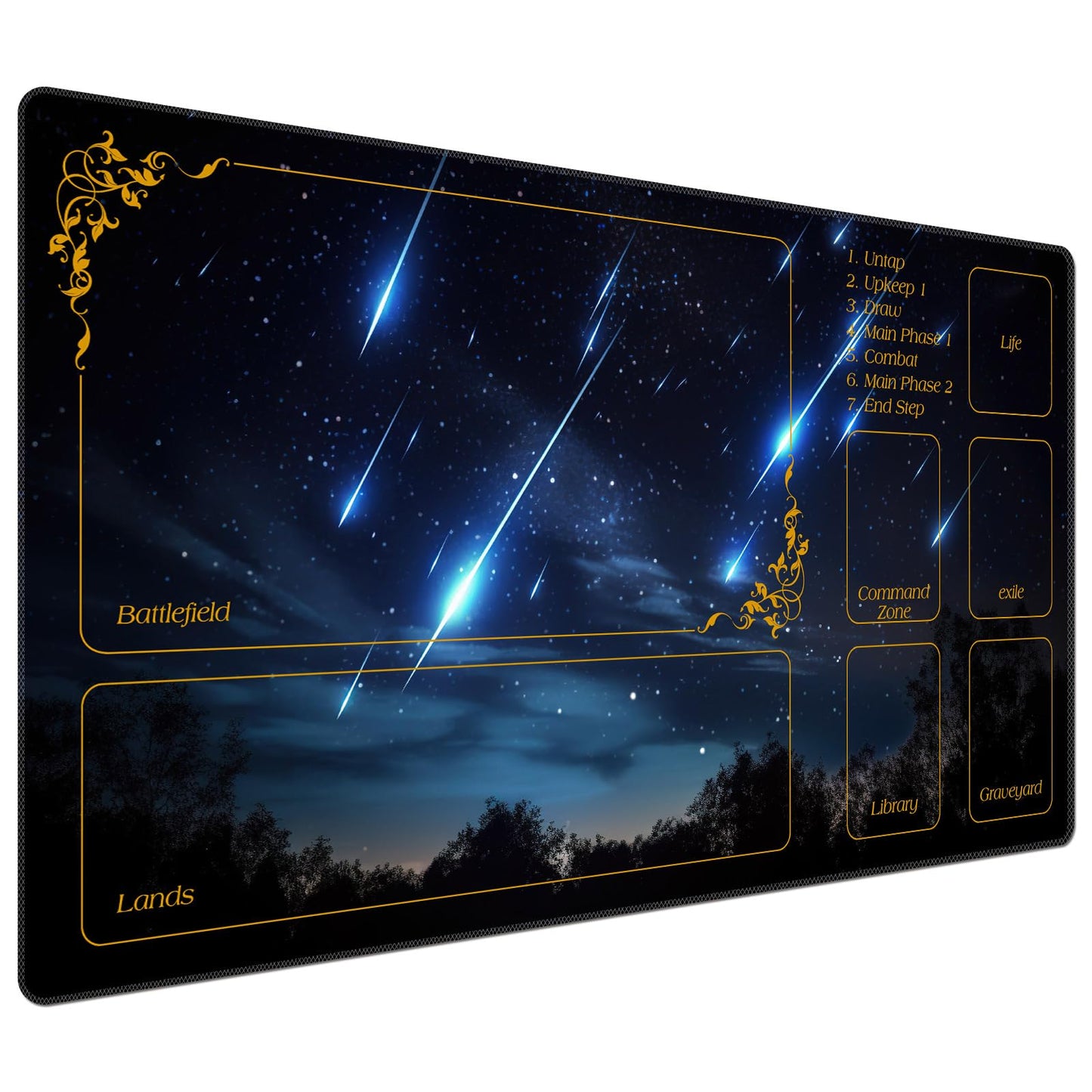 DEGDFSGR MTG Playmat 24x14 – Non-Slip Rubber Base, Blue Sky Meteor Streaks