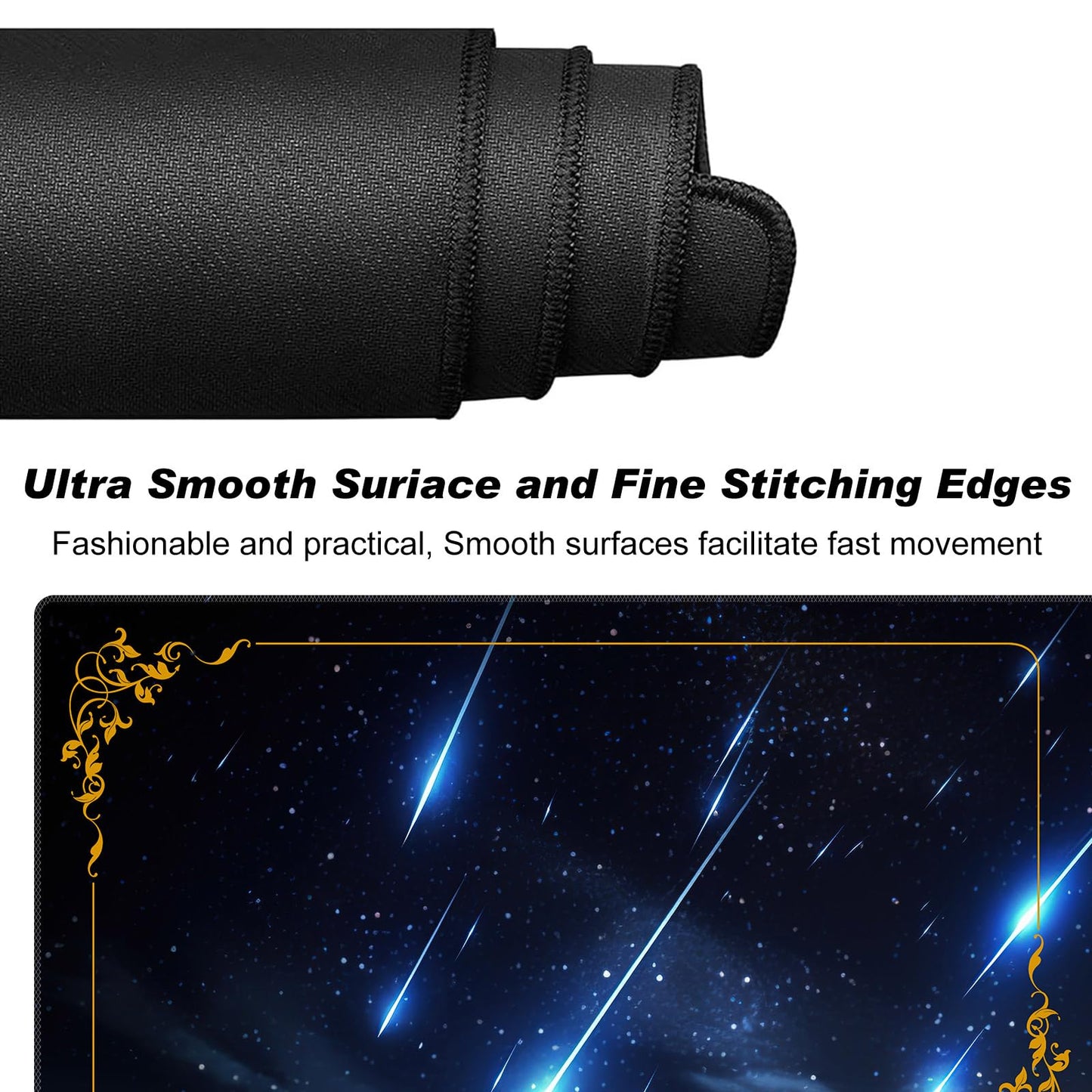 DEGDFSGR MTG Playmat 24x14 – Non-Slip Rubber Base, Blue Sky Meteor Streaks