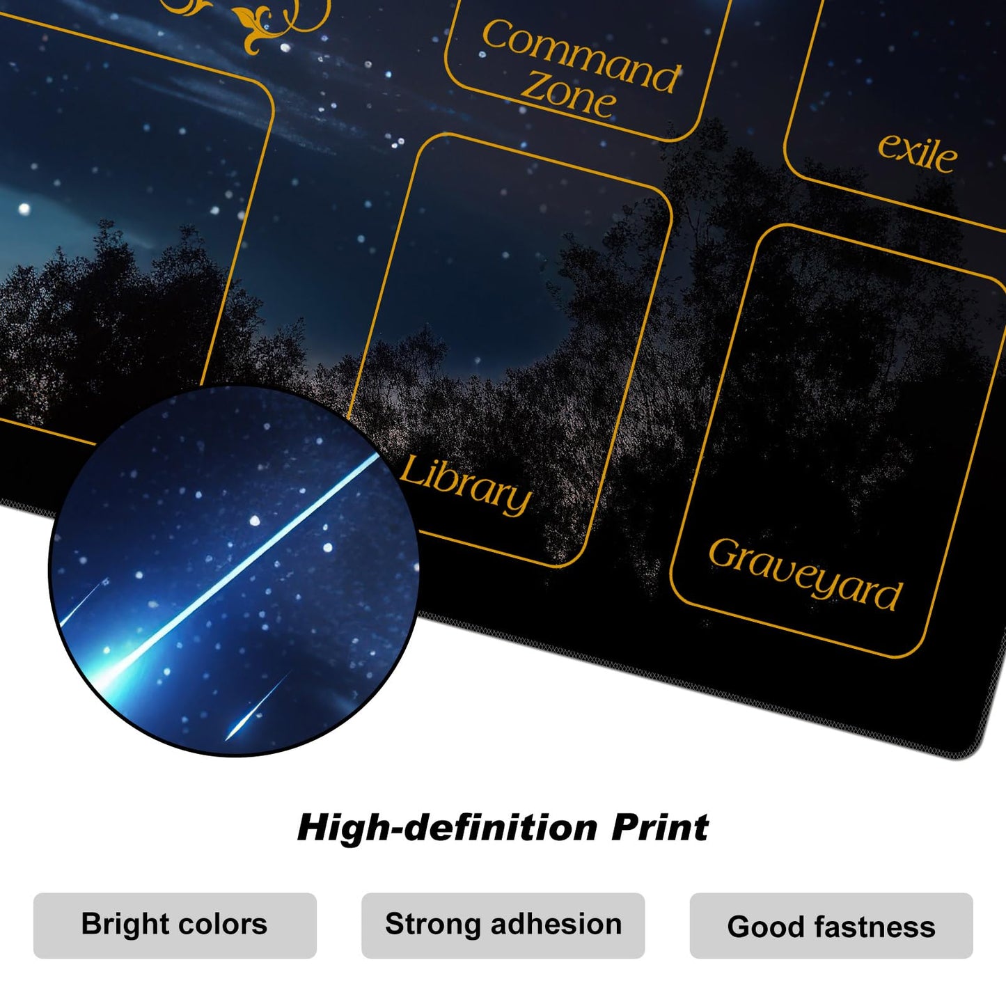 DEGDFSGR MTG Playmat 24x14 – Non-Slip Rubber Base, Blue Sky Meteor Streaks