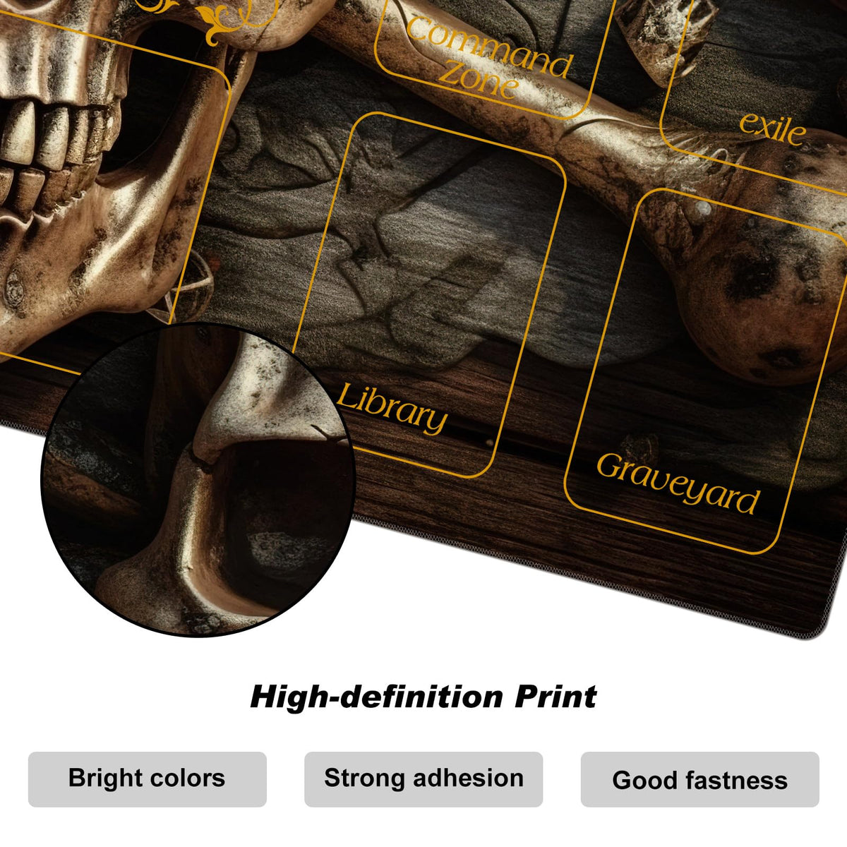 DEGDFSGR MTG Playmat 24x14 in – Non-Slip Rubber Base, Pirate Skull Crossbones