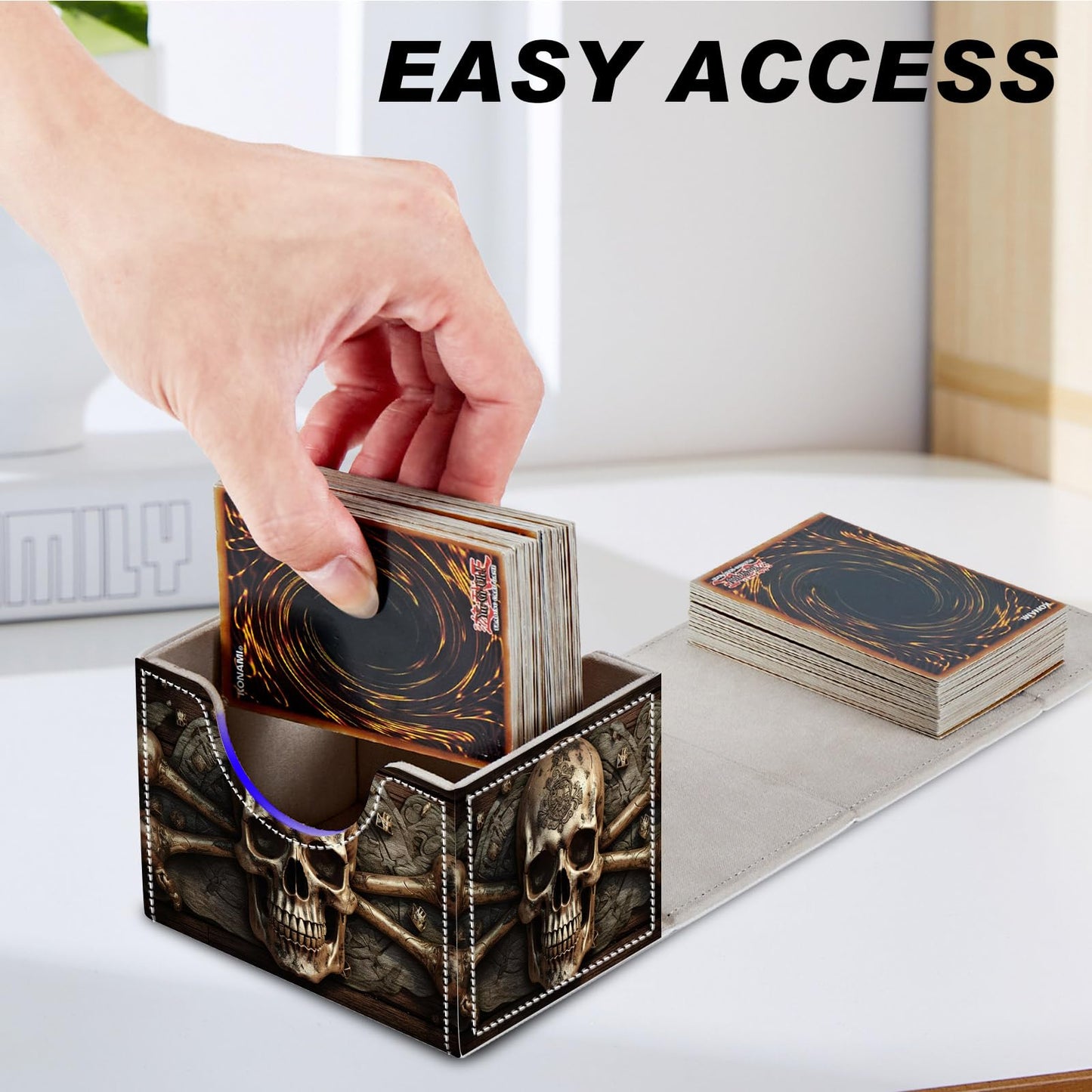 DEGDFSGR TCG MTG Card Storage Box – Magnetic Closure, Pirate Skull Pattern, Holds 200+ Cards