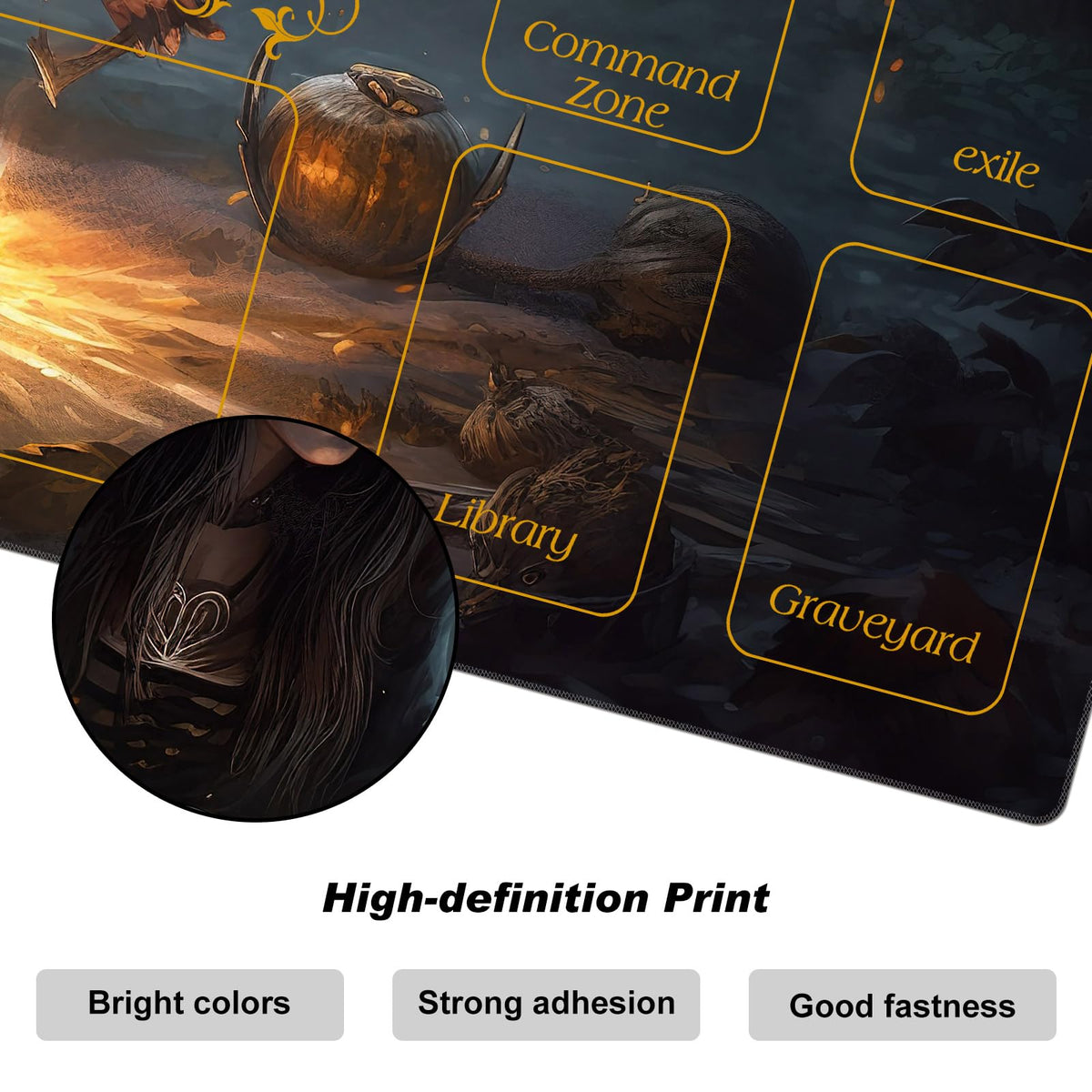 DEGDFSGR MTG Playmat 24 x 14 in — Non-Slip Rubber Base, Dark Forest Design, 2mm Thick for MTG & Card Games
