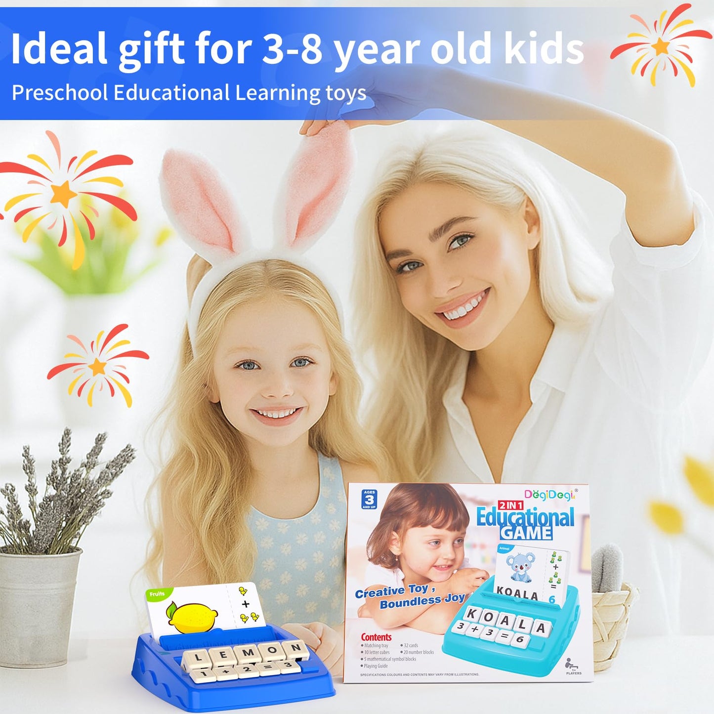 DEGIDEGI Educational Toys for Kids 3-8 | Matching Letter Spelling & Math Game