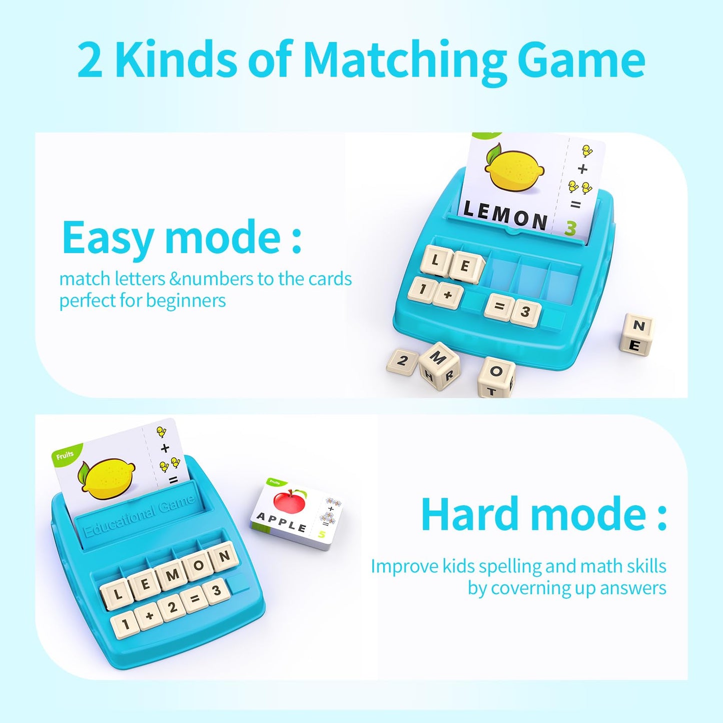 DEGIDEGI Educational Toys: Matching Letter Spelling & Early Math Game for Kids 3-8