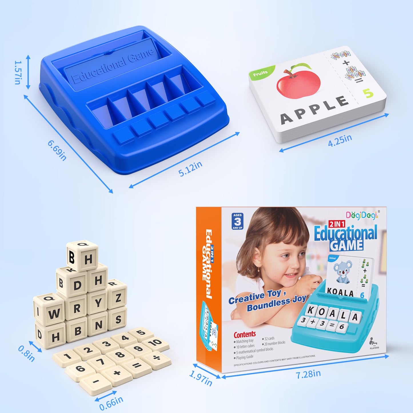 DEGIDEGI Educational Toys for Kids 3-8 | Matching Letter Spelling & Math Game