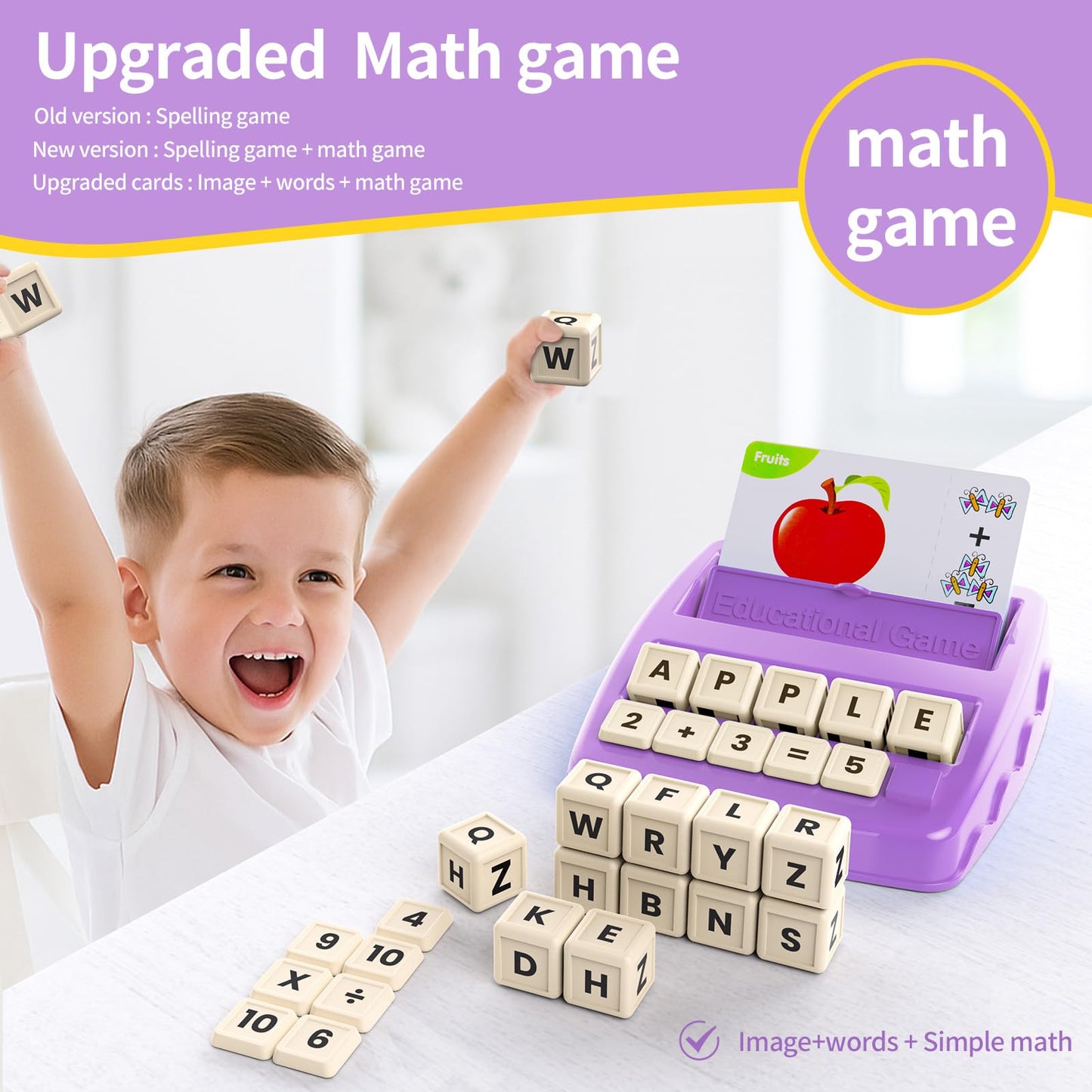 DEGIDEGI Matching Letter Games for Kids 4–8 | 2-in-1 Learning Toy (Purple)