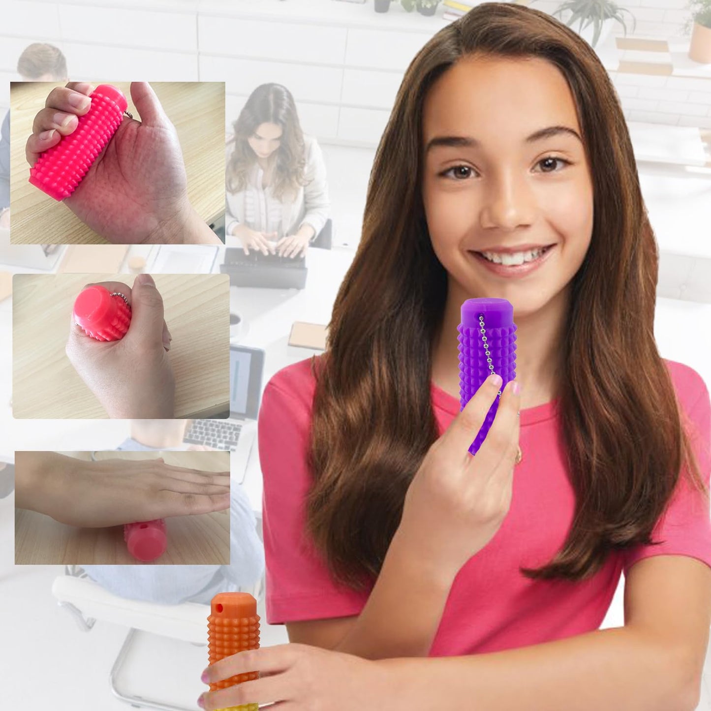 Deiviko Little Ouchies Fidget Set – Color-Changing Venting Key Pendant & Spiky Grippie Keychain