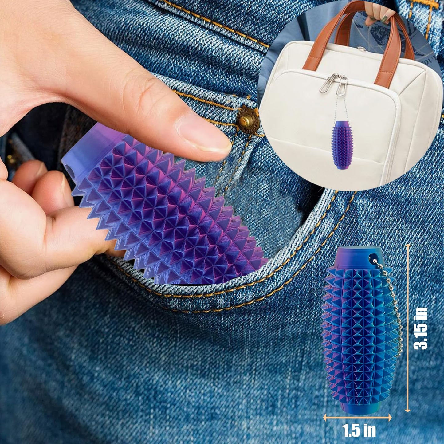 Deiviko 2PCS Upgrade Little Ouchies Fidget – Spiky Grippie Keychain