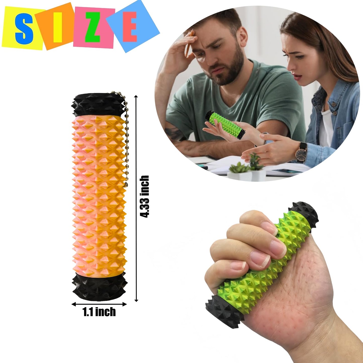 Deiviko 2-Pcs Upgrade Little Ouchies Fidget – Spiky Grippie Keychain for Anxiety Relief