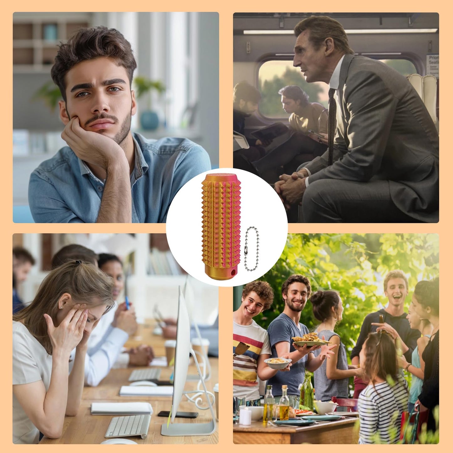 Deiviko Little Ouchies Fidget – Portable Spiky Grippie Stim Keychain for Anxiety Relief