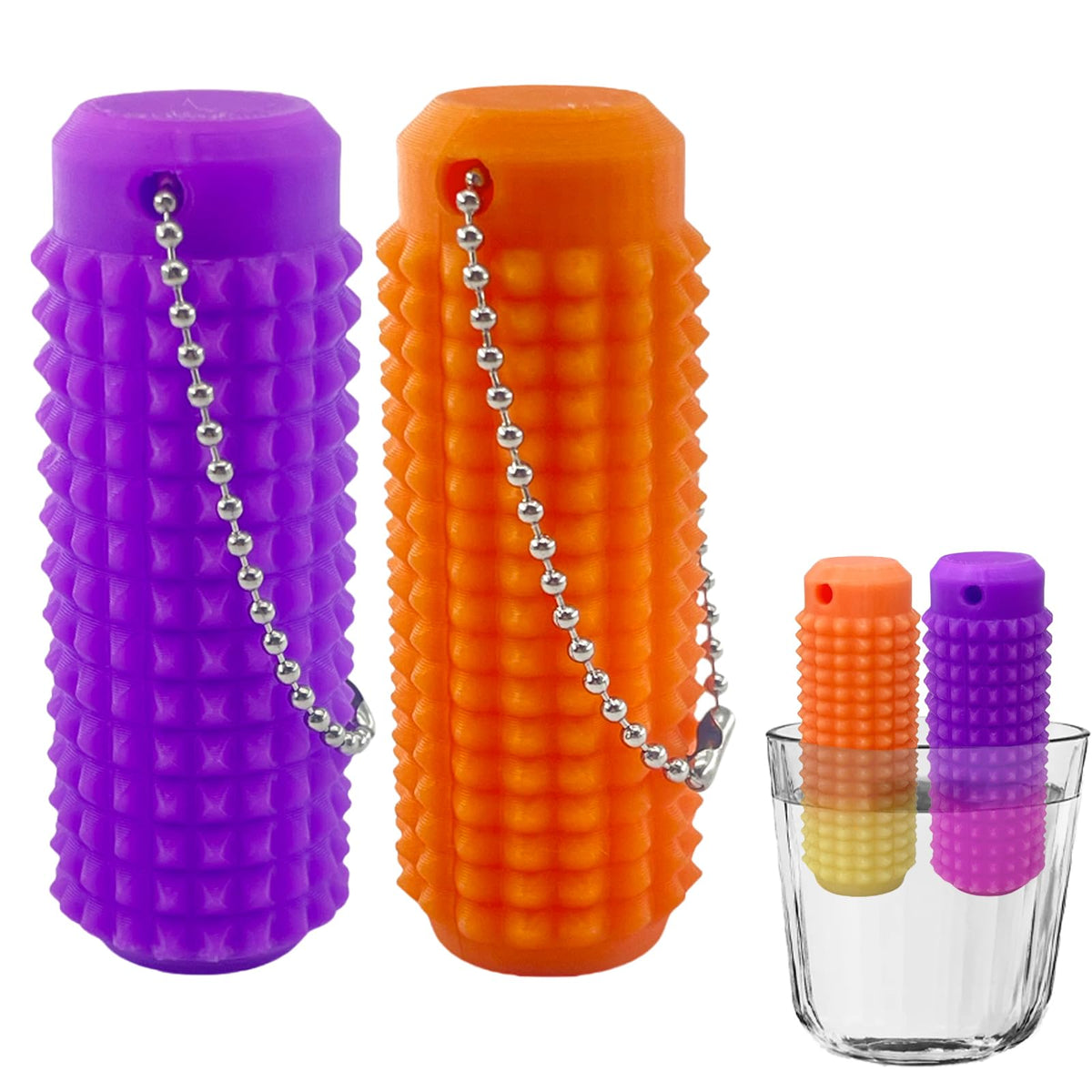 Deiviko 2PCS Little Ouchies Pain Fidget | Pocket Color-Changing Spiky Keychain Set