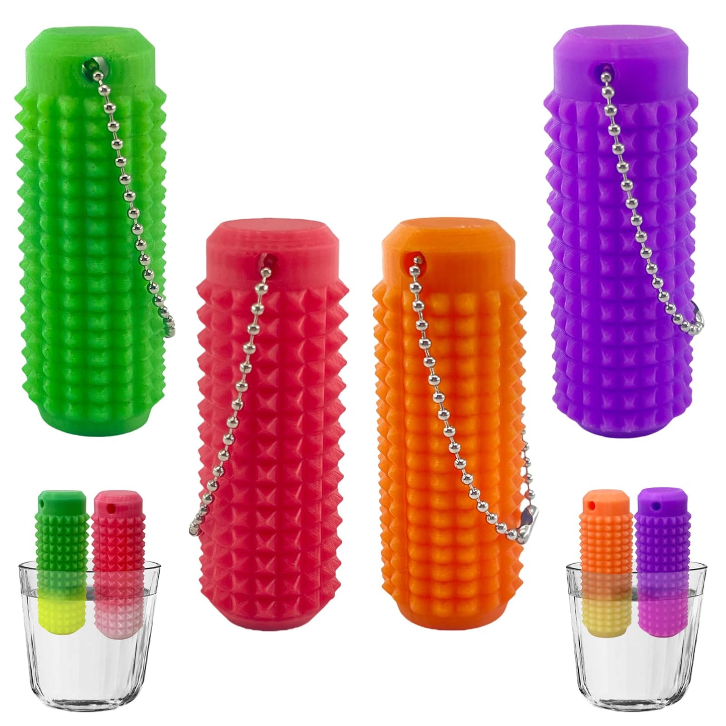 Deiviko Little Ouchies Fidget Set – Color-Changing Venting Key Pendant & Spiky Grippie Keychain