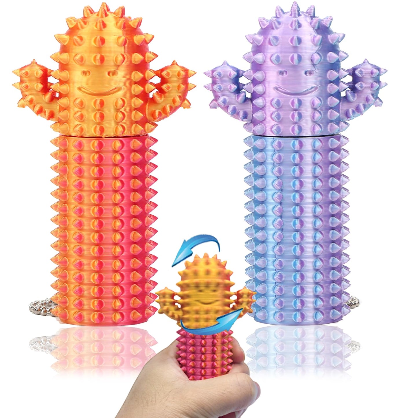 Deiviko 2Pcs Little Ouchies Fidget – Rotating Spiky Grippie Keychain for Anxiety Relief