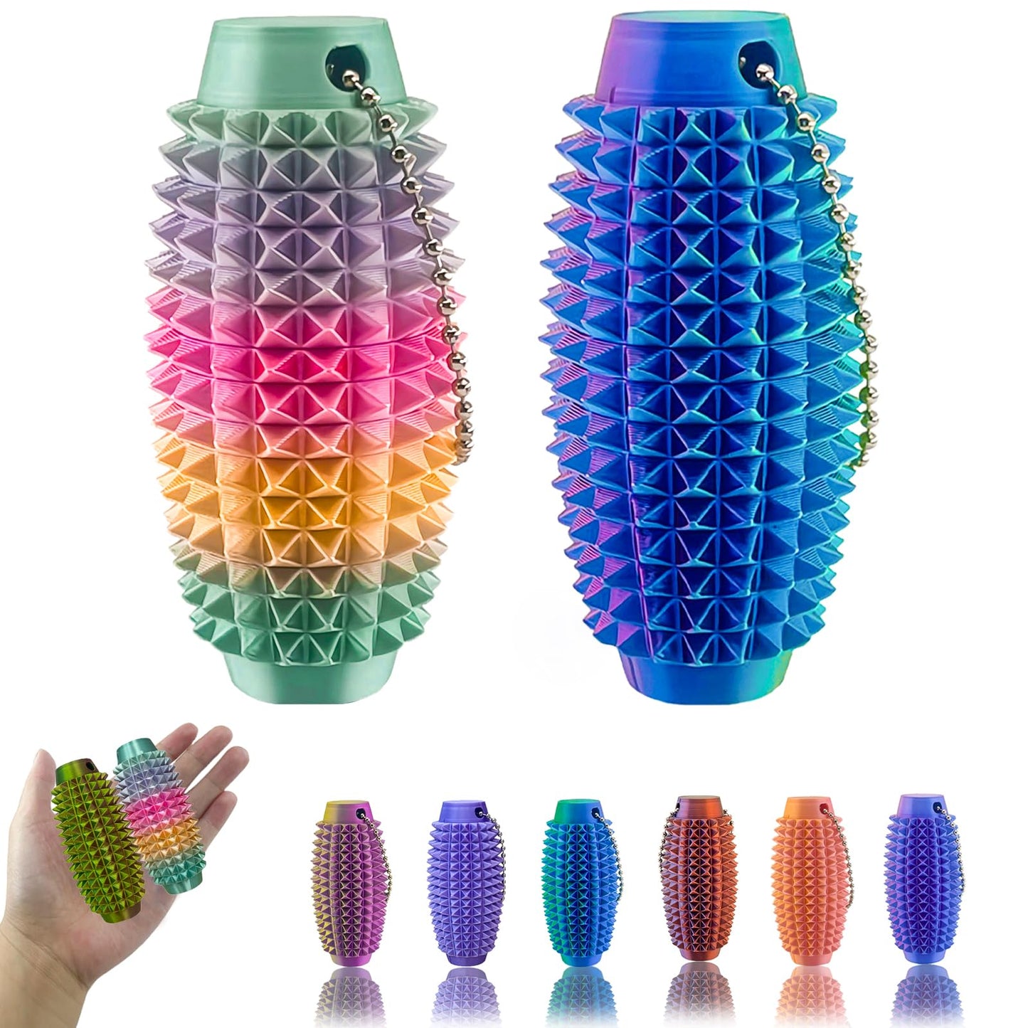 Deiviko 2PCS Upgrade Little Ouchies Fidget – Spiky Grippie Keychain