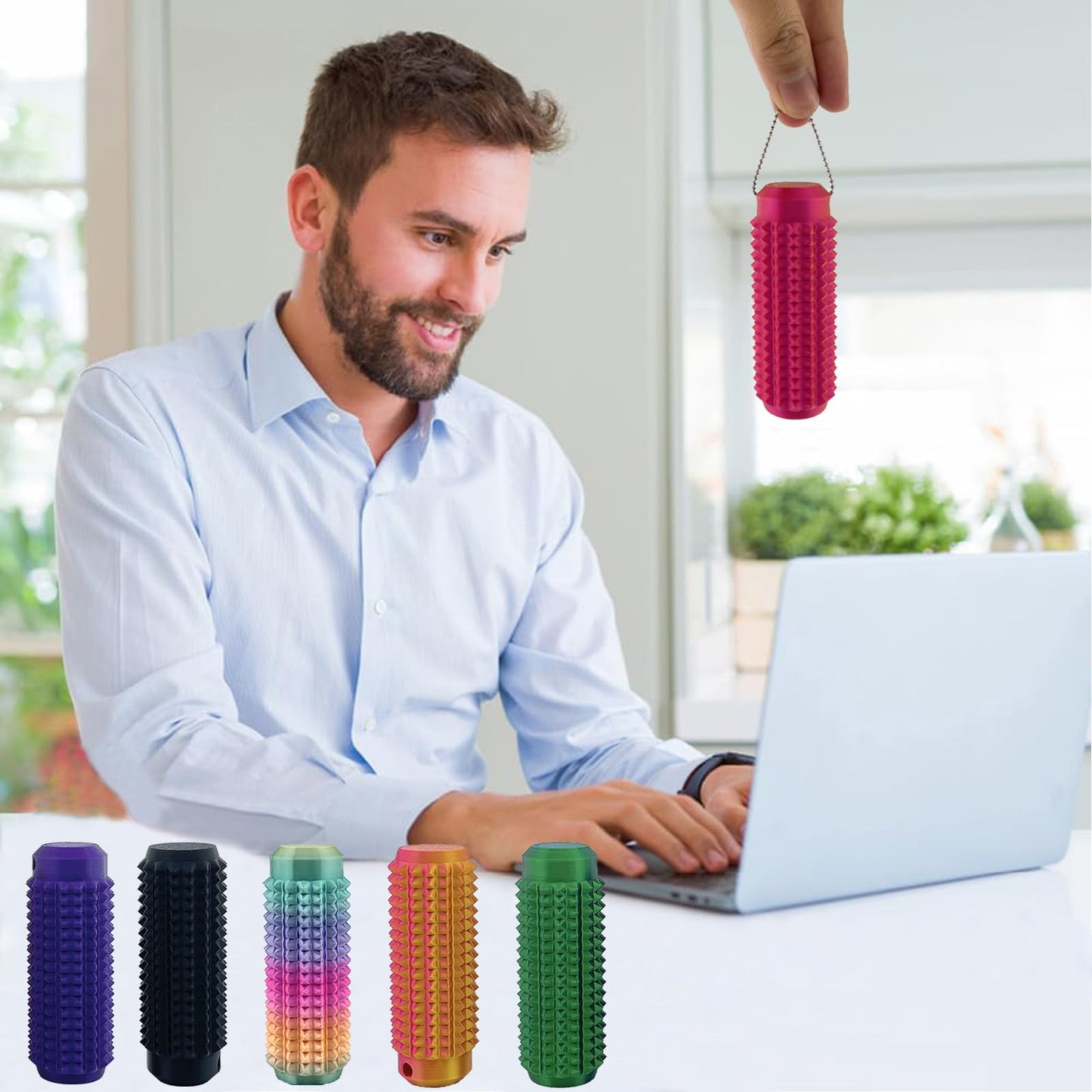 Deiviko Little Ouchies Fidget – Portable Spiky Grippie Stim Keychain for Anxiety Relief