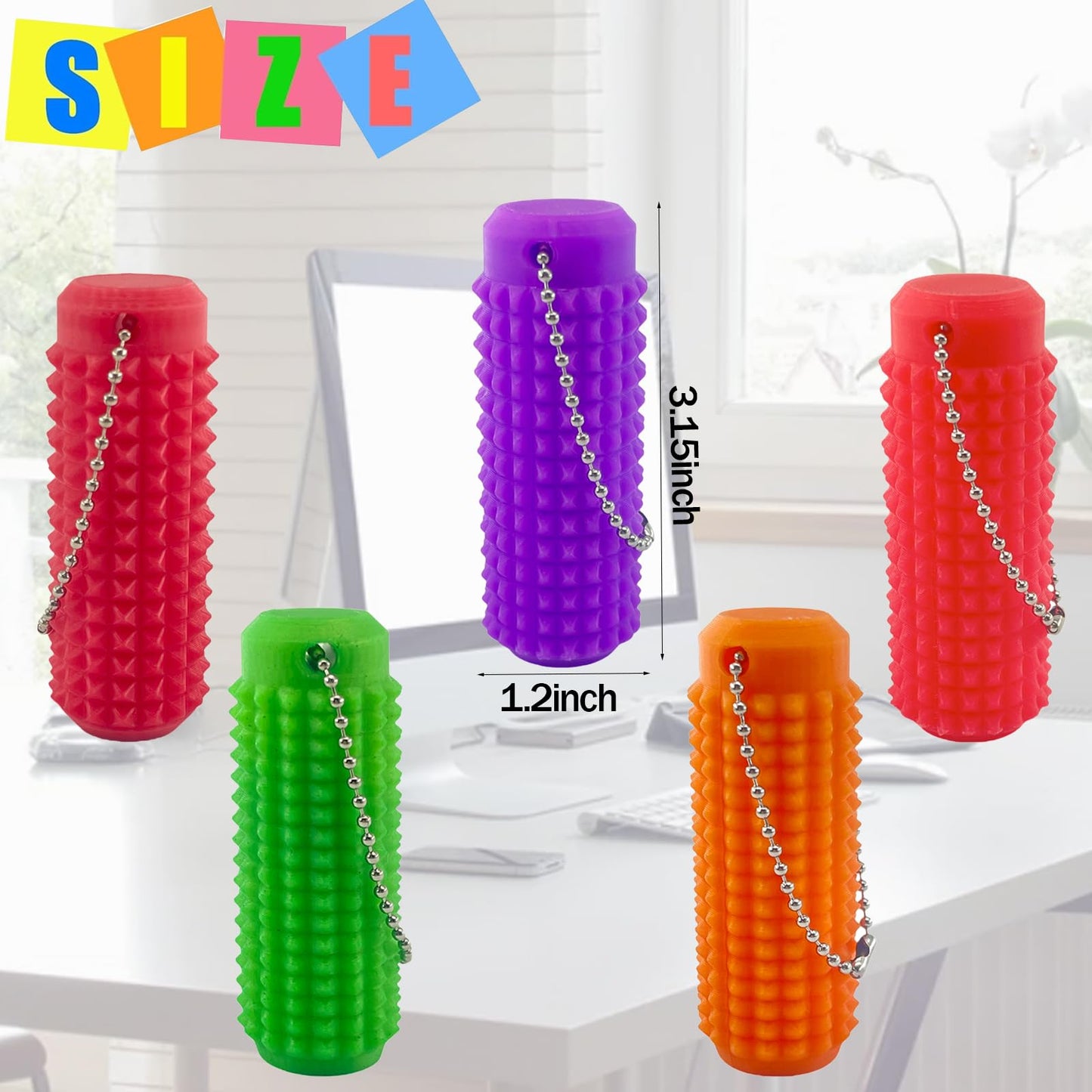 Deiviko Little Ouchies Pain Fidget – Color-Changing Spiky Grippie Key Pendant (1PCS)