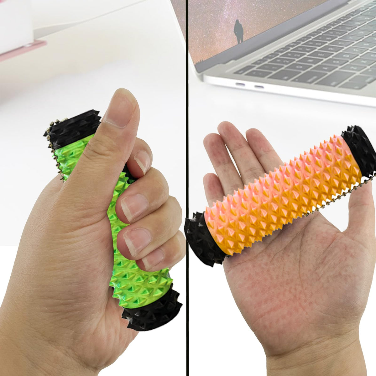 Deiviko 2-Pcs Upgrade Little Ouchies Fidget – Spiky Grippie Keychain for Anxiety Relief
