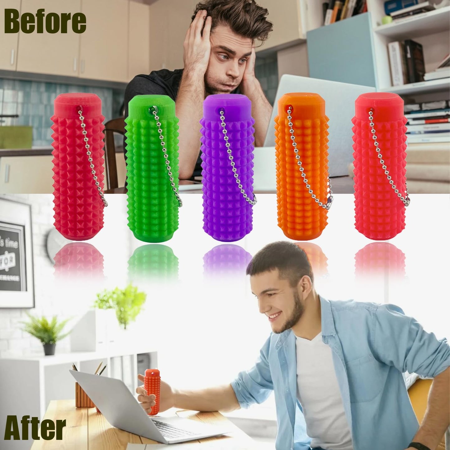 Deiviko Little Ouchies Pain Fidget – Color-Changing Spiky Grippie Key Pendant (1PCS)