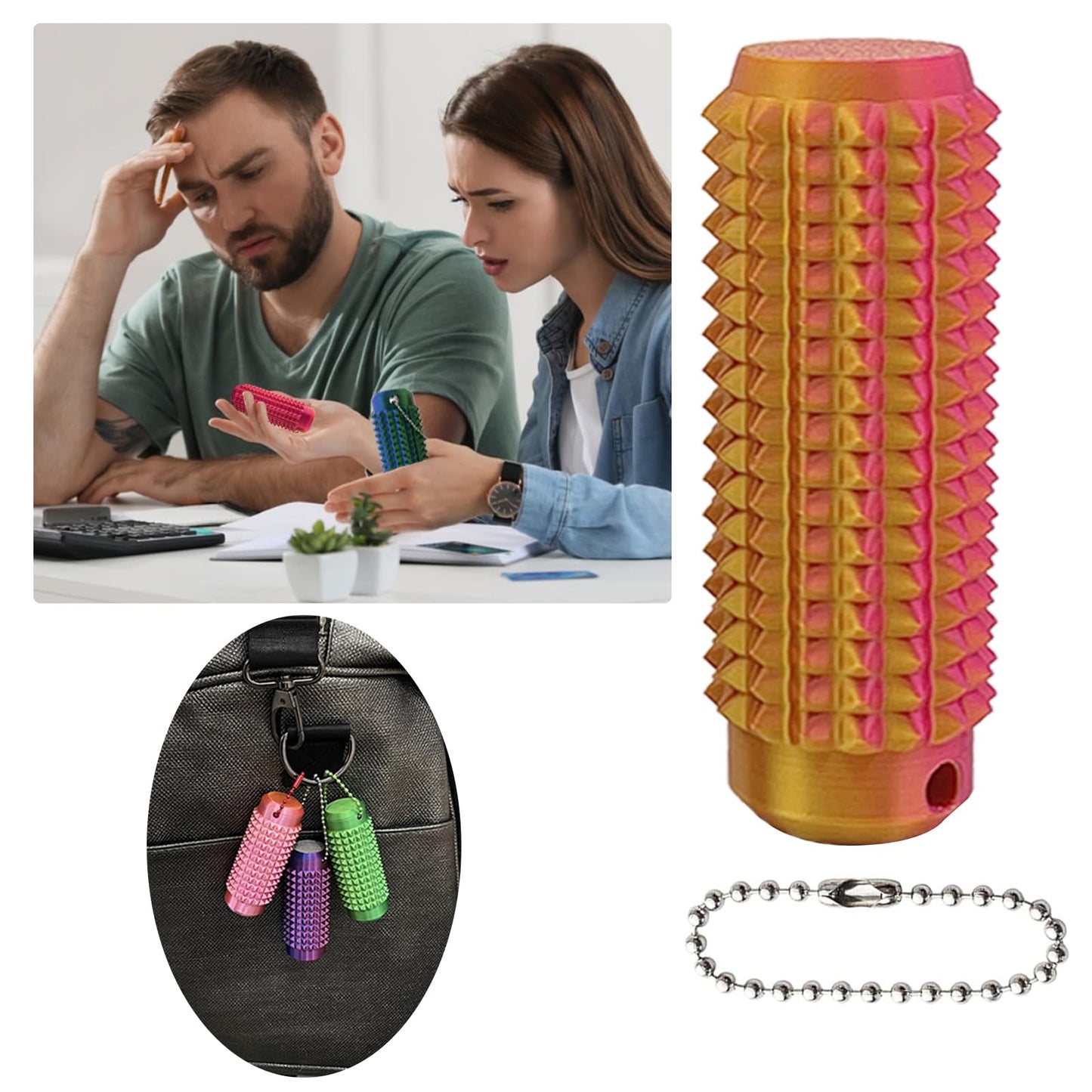 Deiviko Little Ouchies Fidget – Portable Spiky Sensory Keychain (2-Pack) for Focus and Calm