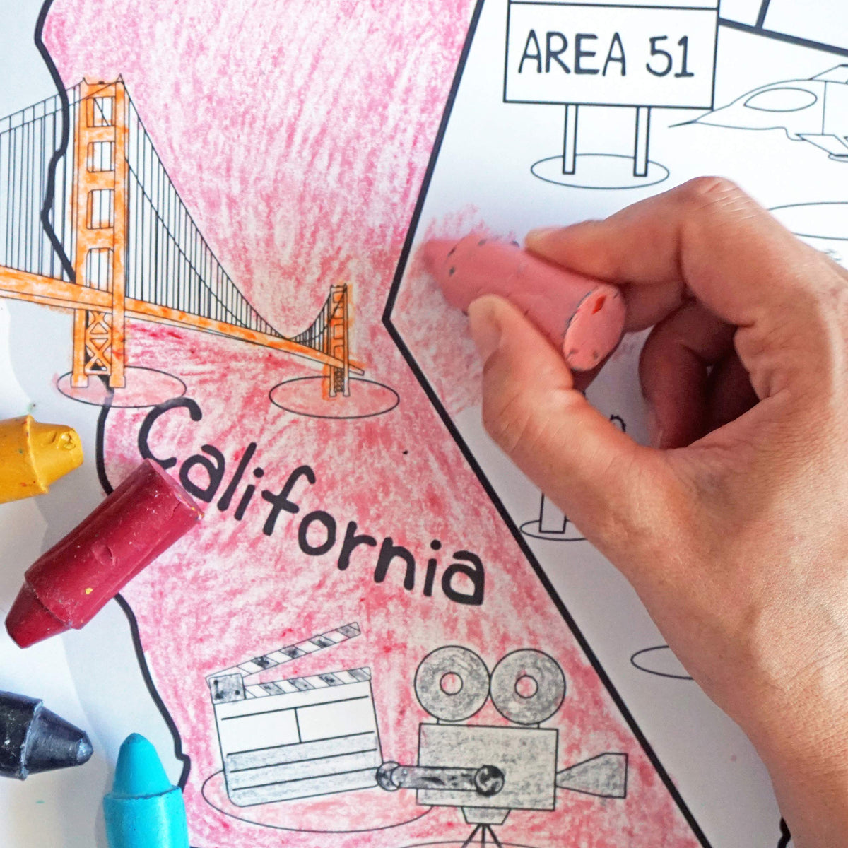 Dekali Designs US Map Coloring Poster – Giant 52x35 Inches for Kids (States & Capitals) – Folded
