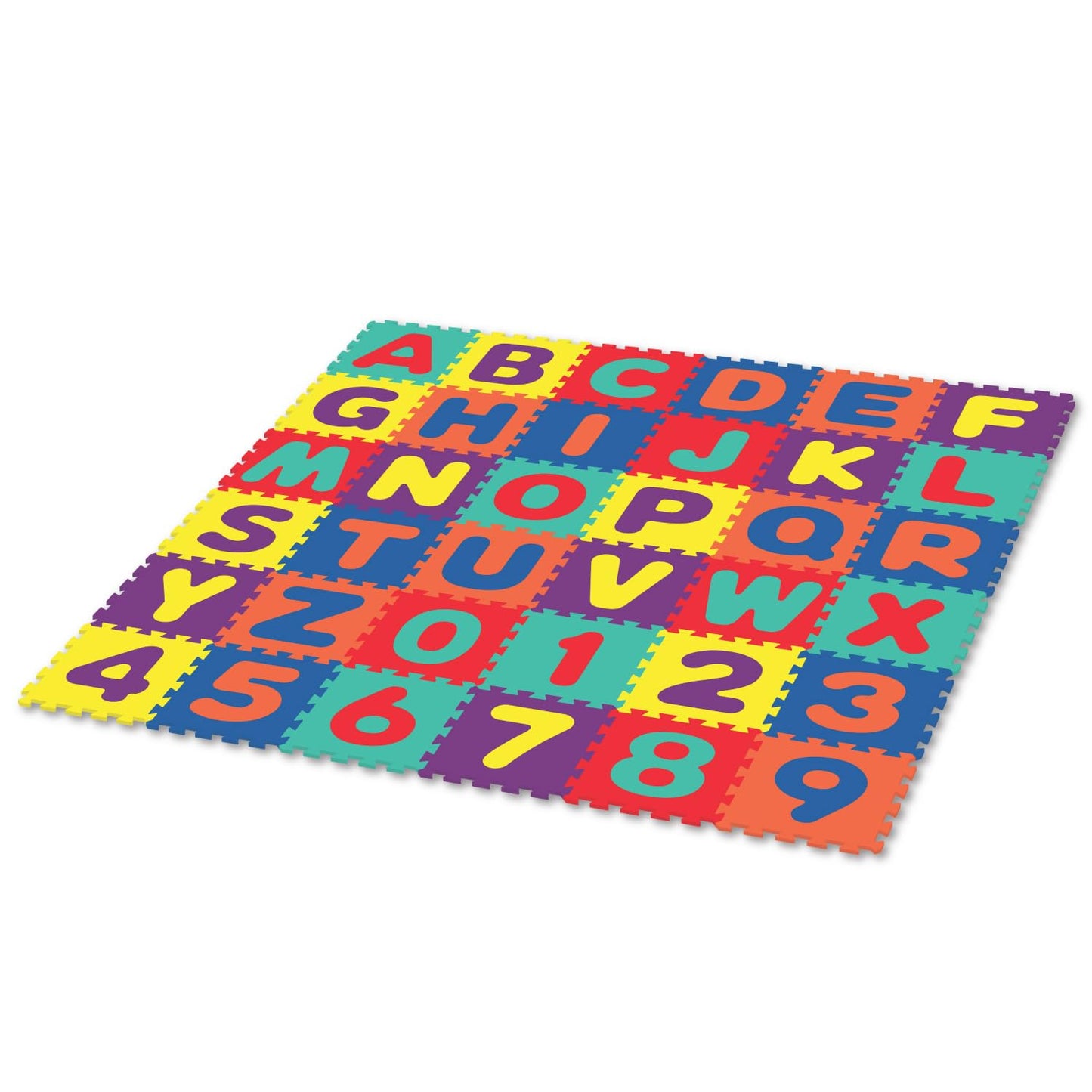 Deke Home Alphabet Foam Play Mat – 72x72 in, 36 Interlocking Tiles (Letters & Numbers)