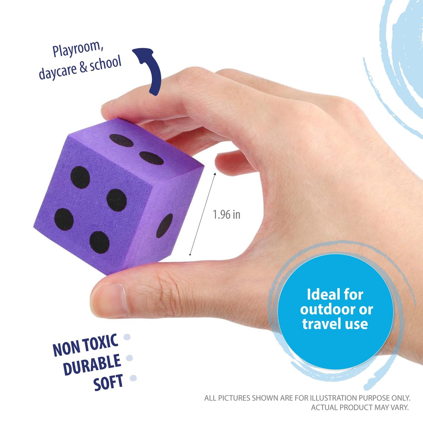 Deke Home Foam Dice Set (Pack of 4) - Jumbo 1.96 inch Dice for Classroom & Home Learning
