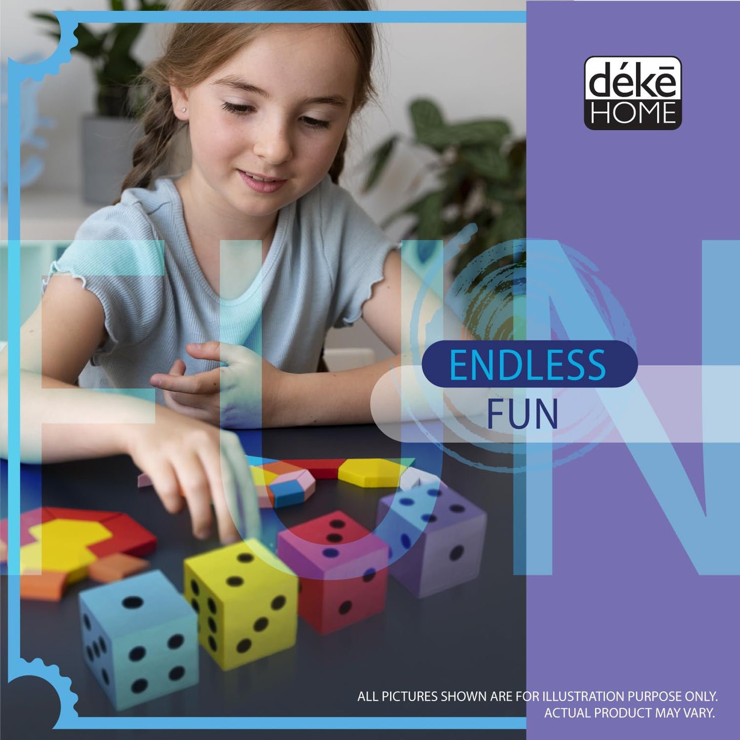 Deke Home Foam Dice Set (Pack of 4) - Jumbo 1.96 inch Dice for Classroom & Home Learning